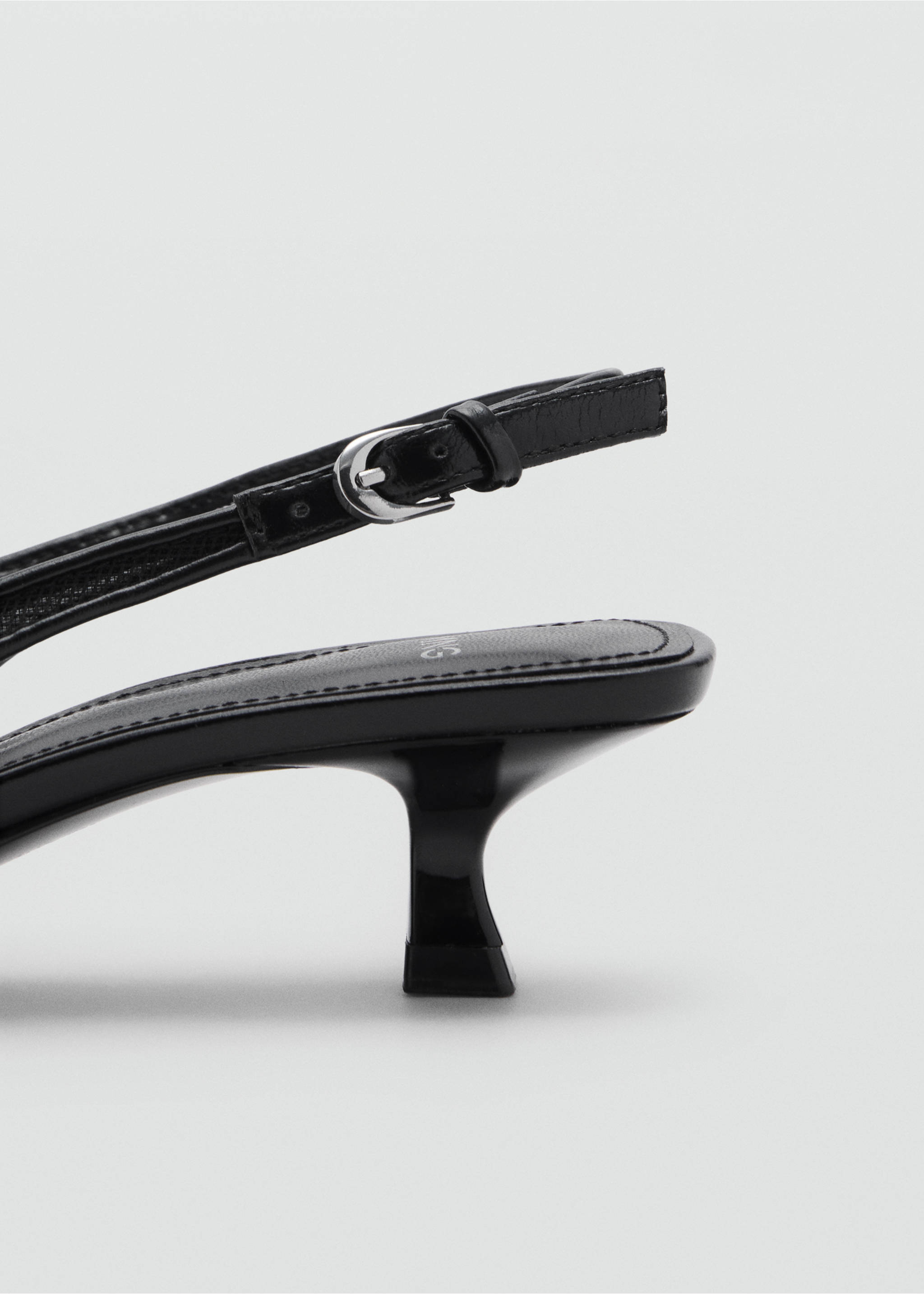 Mesh kitten-heel shoes with sequin-embroidery - Details of the article 2, Black. Ref: 87035140-00.