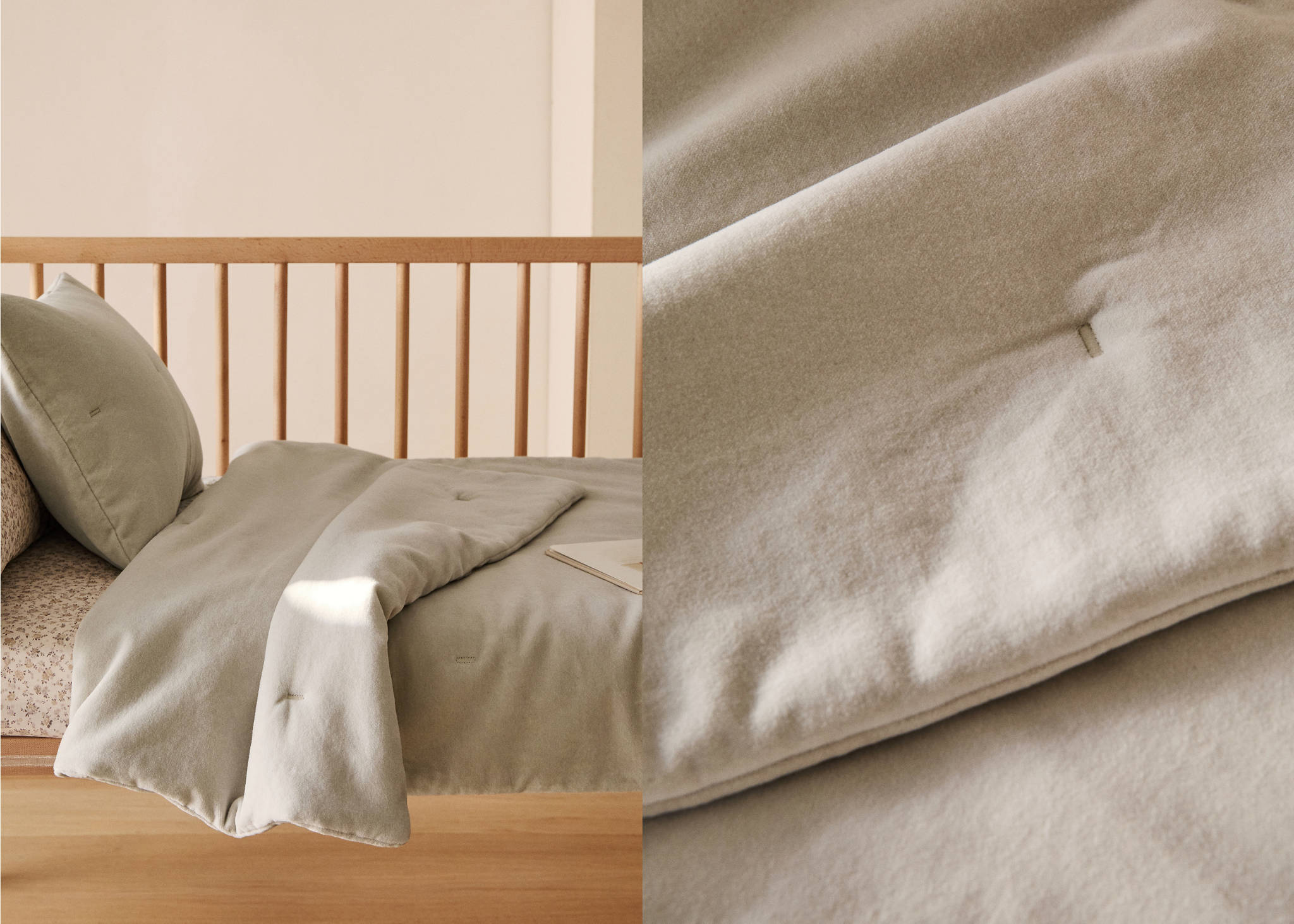 Garment-dyed velvet cotton bedspread for cot - Panoramic plane