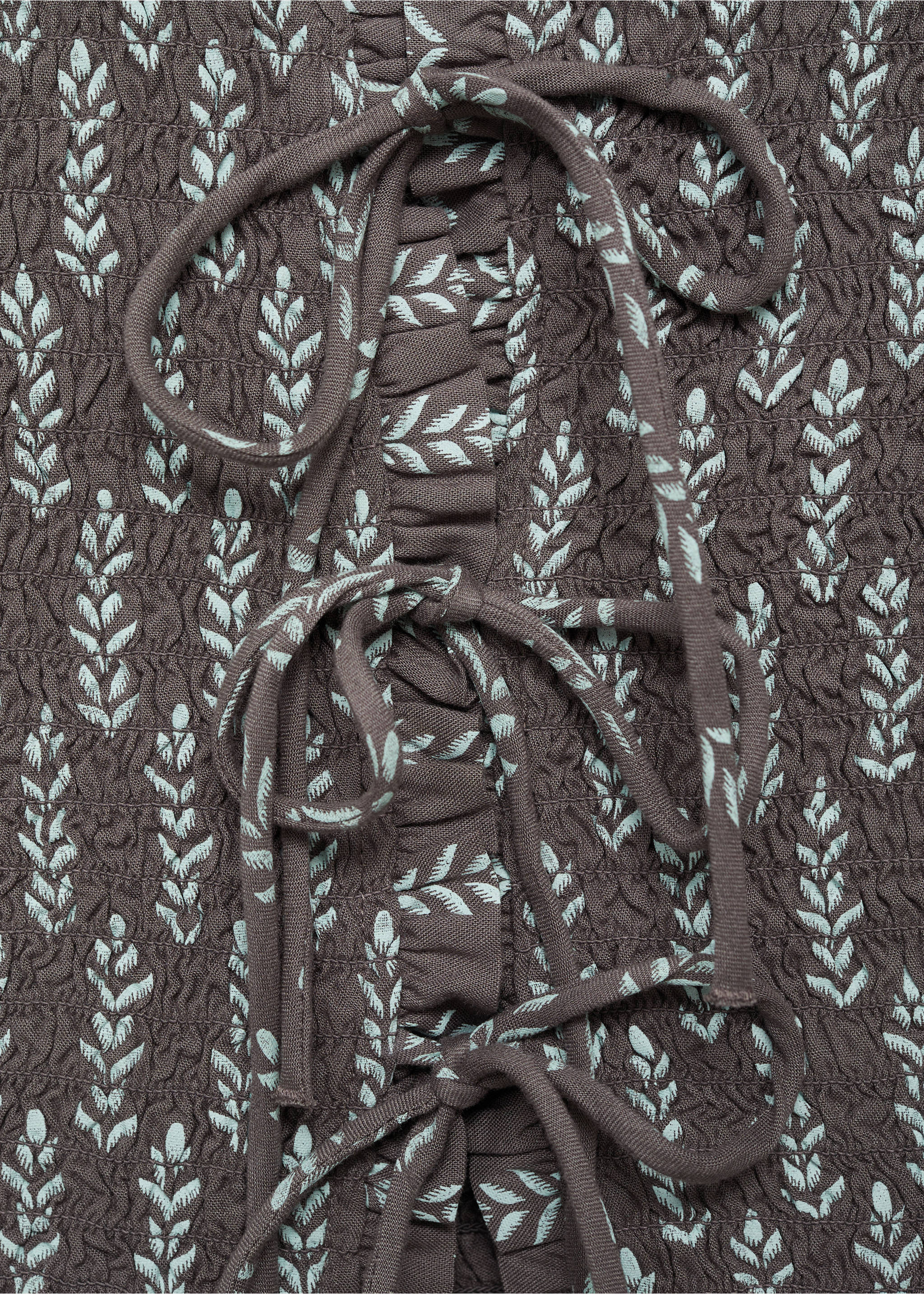 Blouse with gathered bows - Details of the article 8, Grey. Ref: 87035728-00.