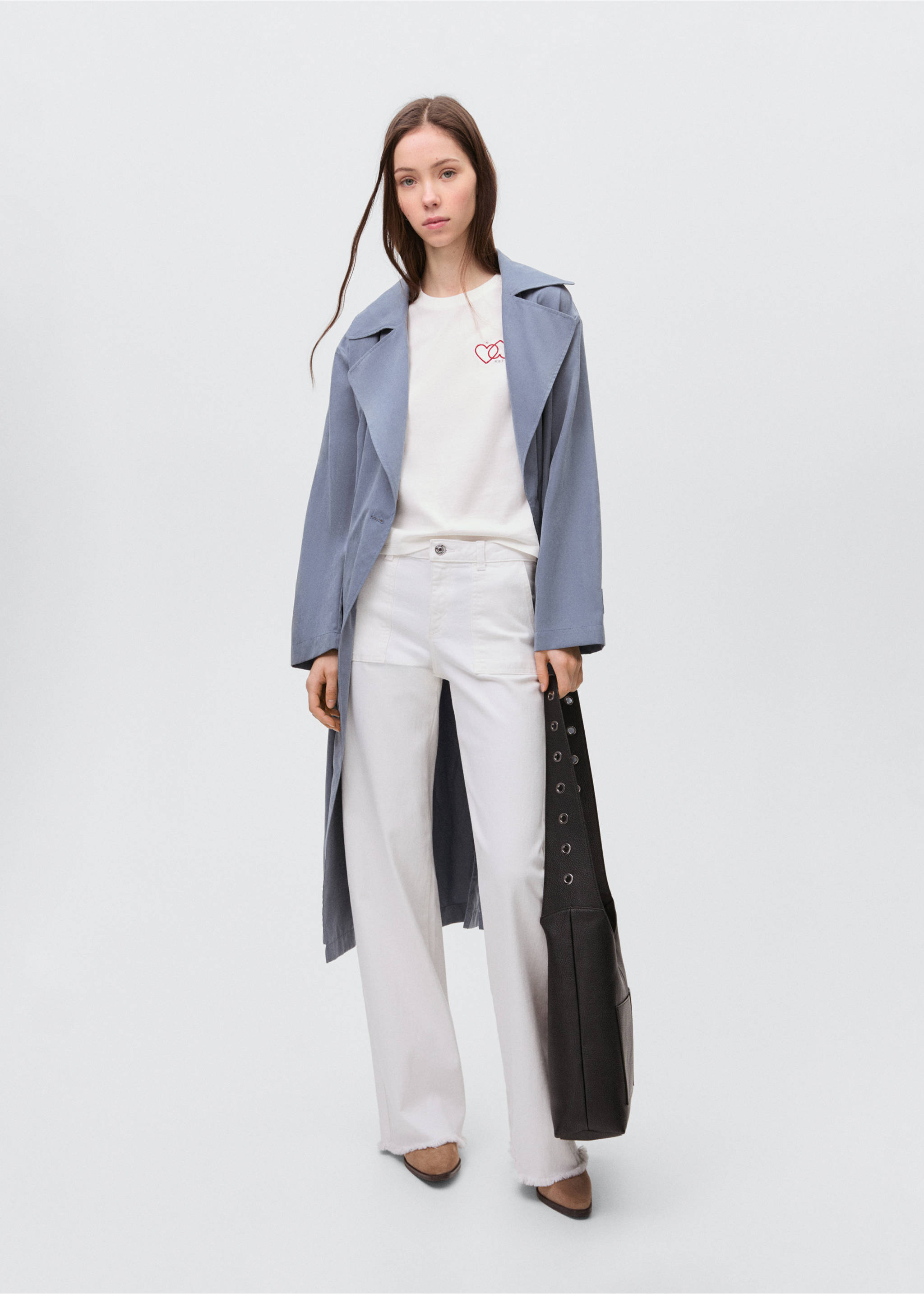 T-Shirt mit Herzaufdruck - Allgemeine Ansicht, Cremeweiß. Ref: 87035731-00.