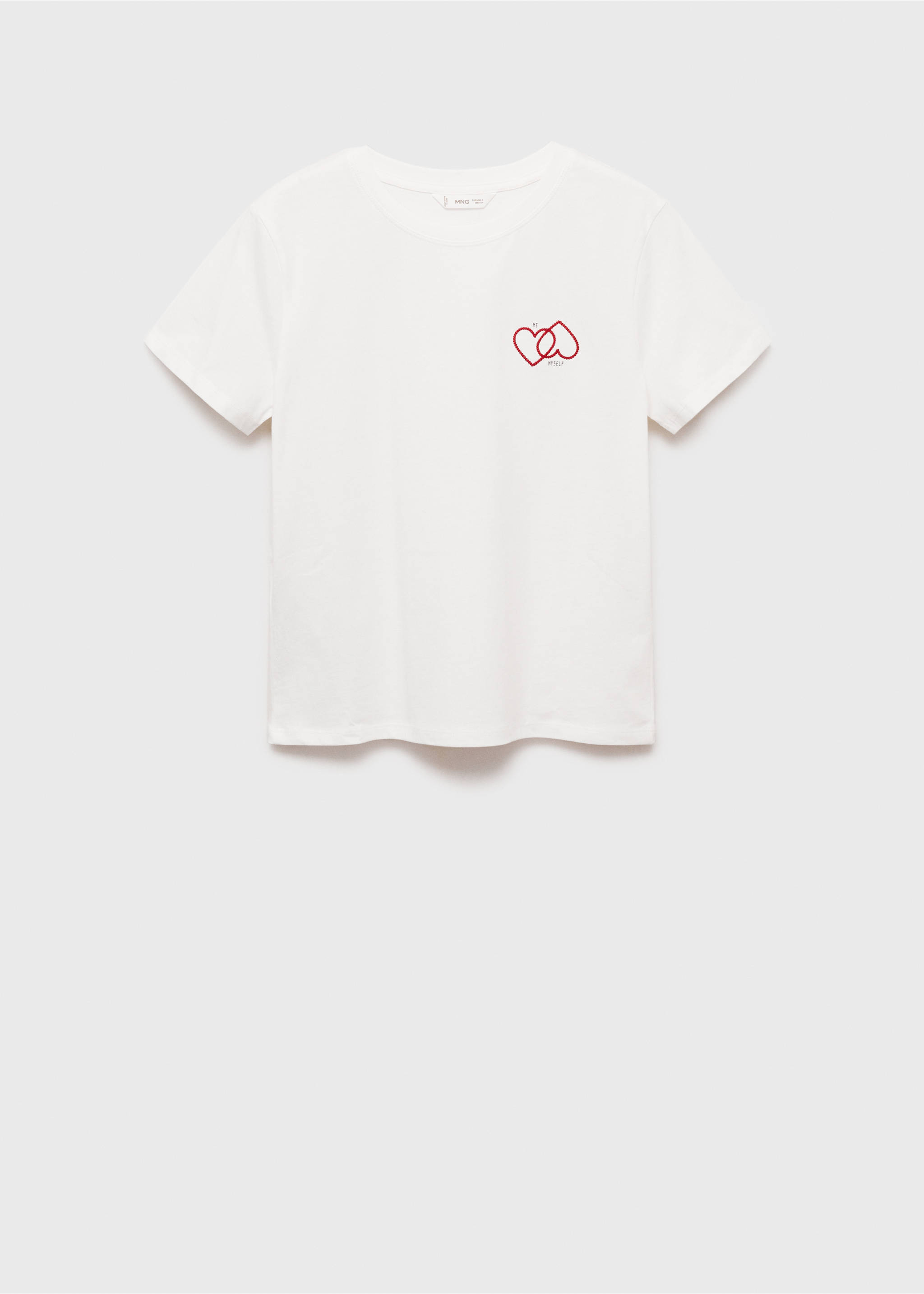 T-Shirt mit Herzaufdruck - Artikel ohne Model, Cremeweiß. Ref: 87035731-00.