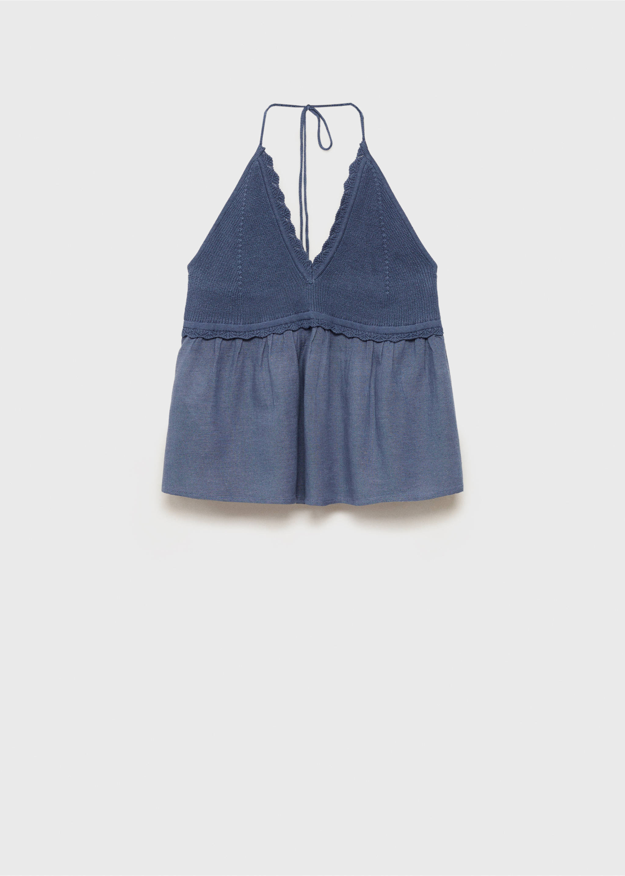 Top en maille col V - Article sans modèle, Bleu marine foncé. Ref: 87035735-00.