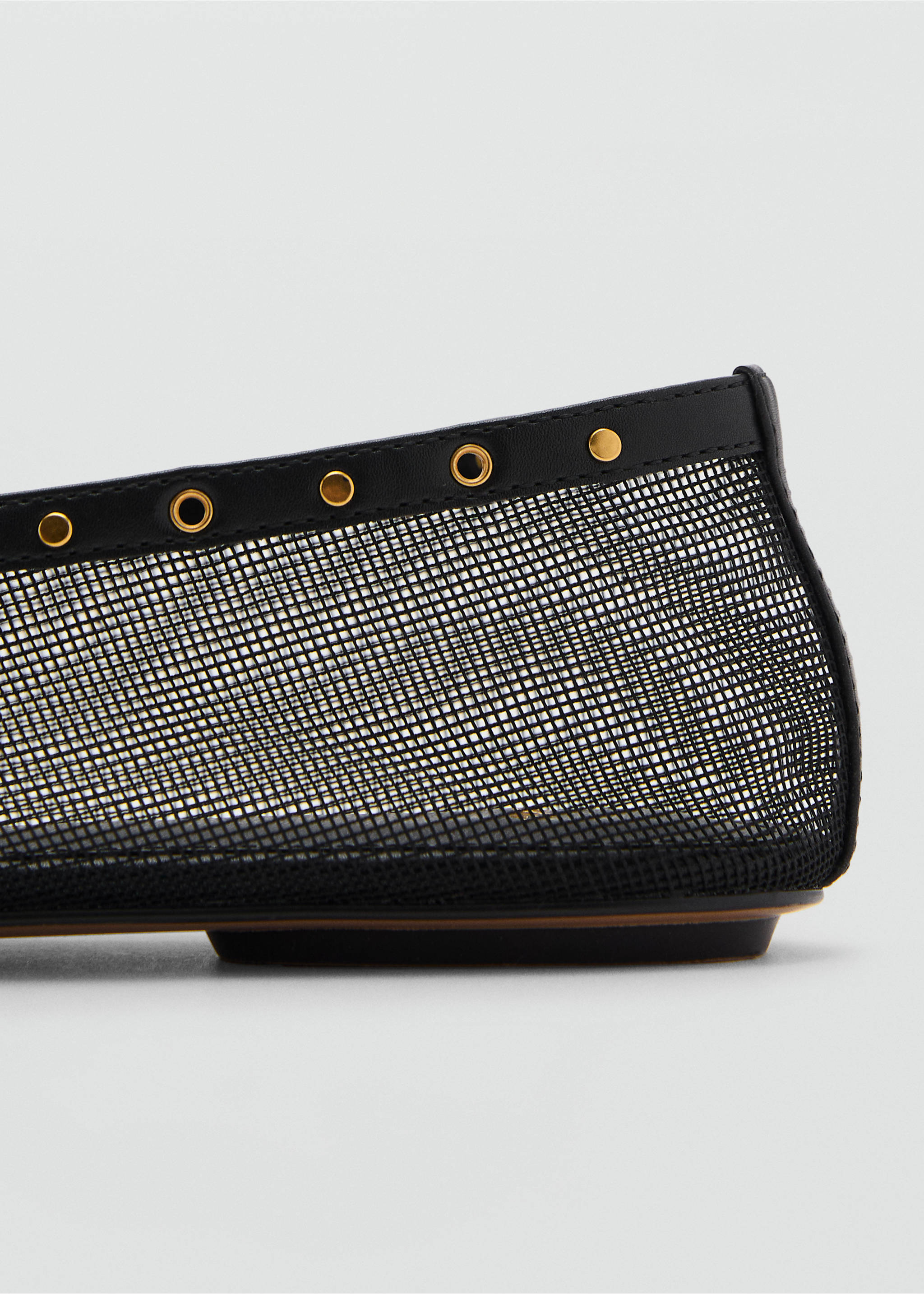 Mesh ballerina flats with die-cut details - Details of the article 1, Black. Ref: 87035737-00.
