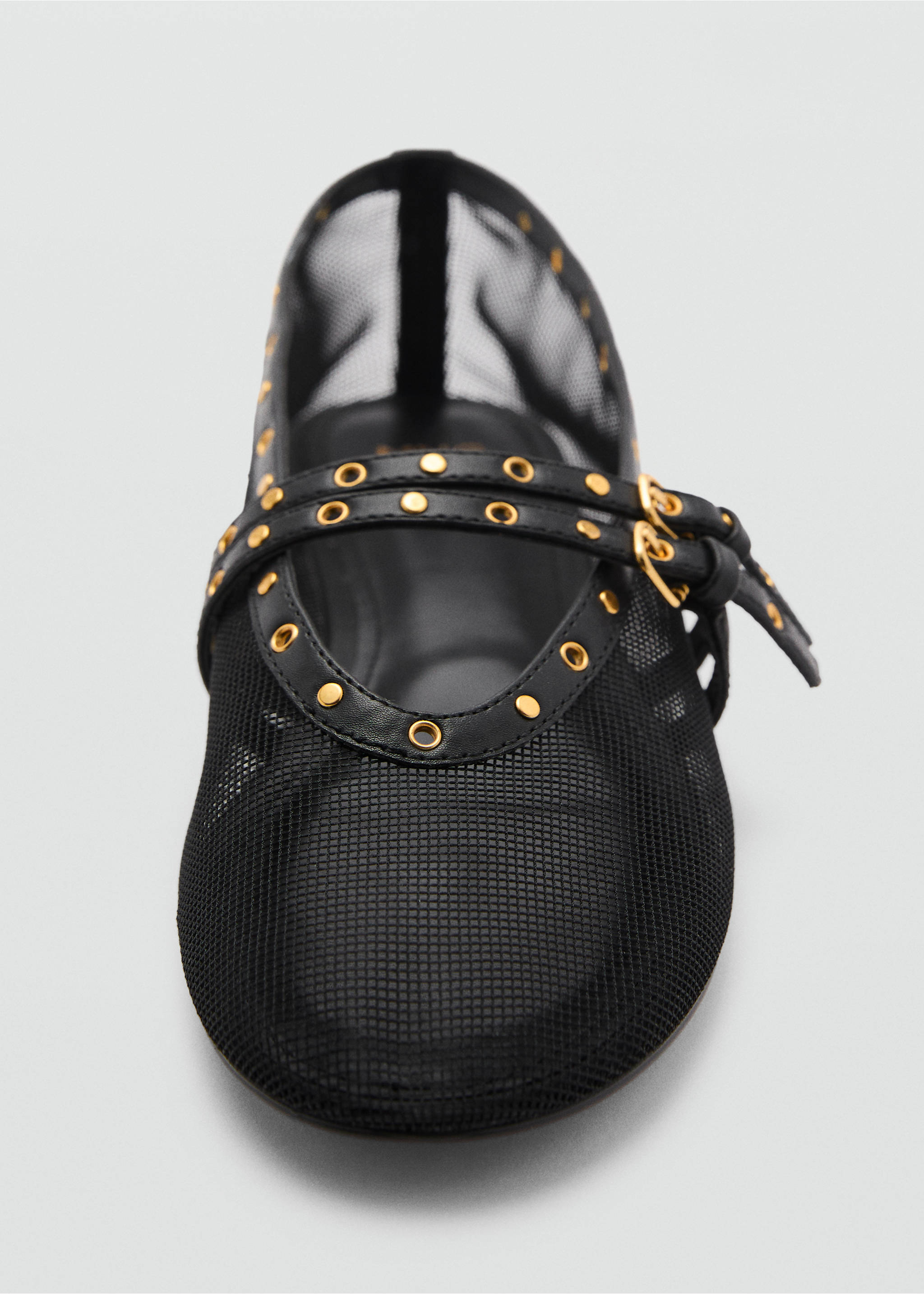 Mesh ballerina flats with die-cut details - Details of the article 3, Black. Ref: 87035737-00.