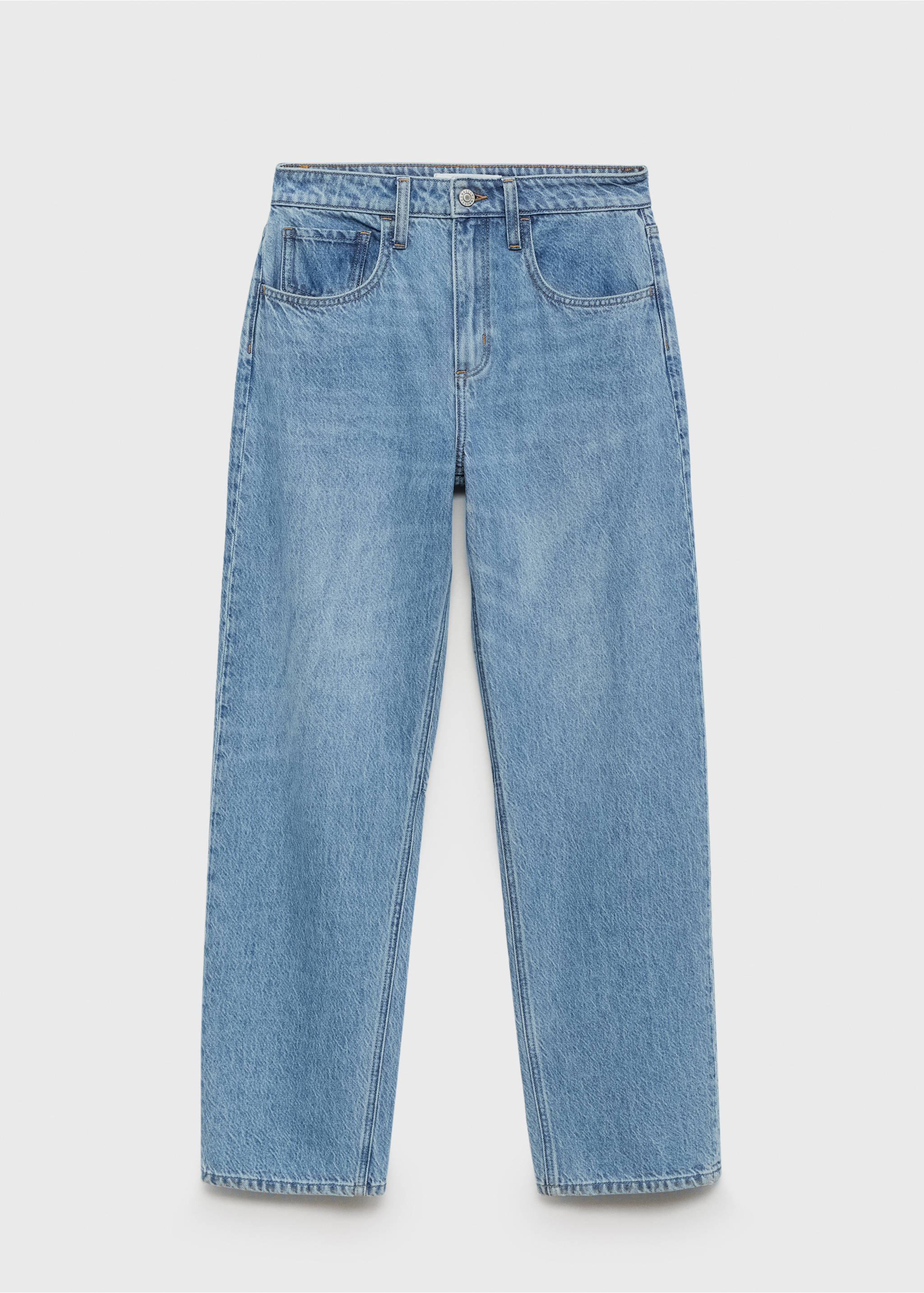 Jeans med ballongpassform och höd midja - Artikel utan modell, Mellanblå. Ref: 87035741-00.