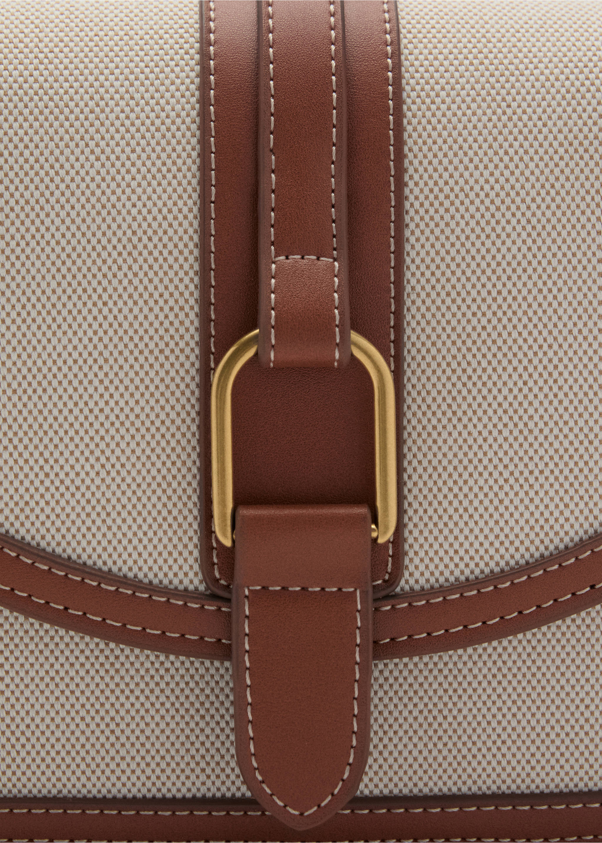 Contrasting canvas shoulder bag - Details of the article 1, Leather. Ref: 87035742-00.