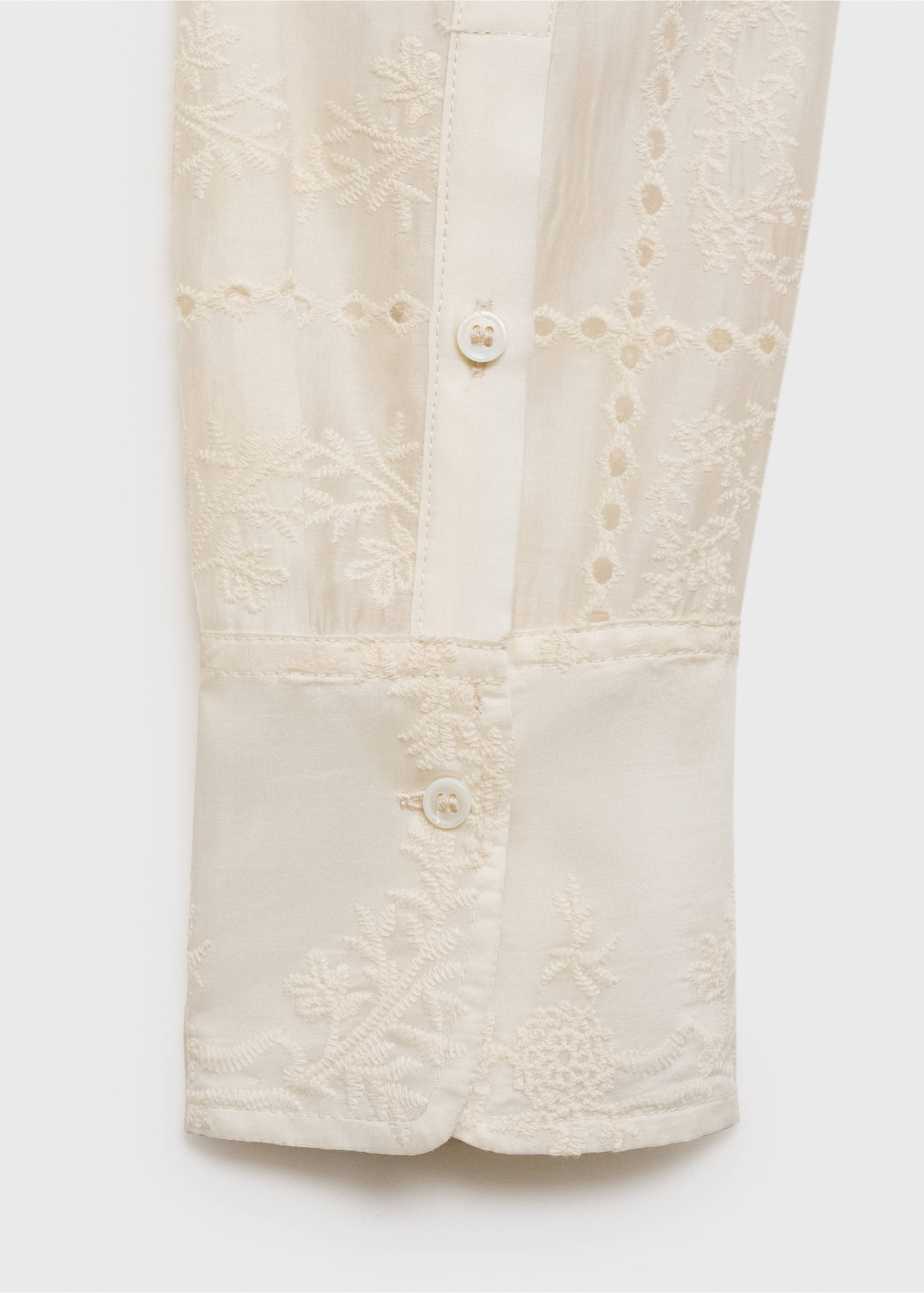 Floral-embroidered lyocell shirt - Details of the article 0, Ecru. Ref: 87035743-00.