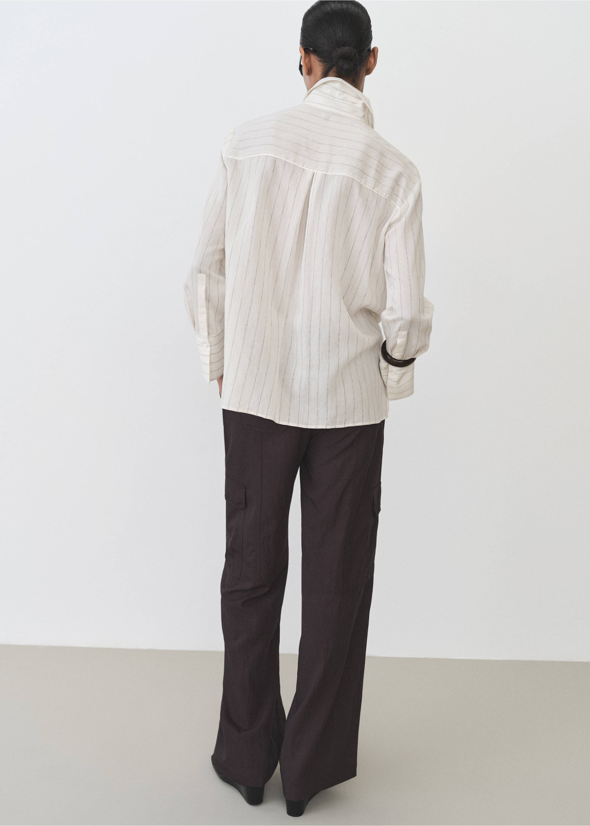 Camisa estampado rayas - Reverso del artículo, Crudo. Ref: 87035744-00.