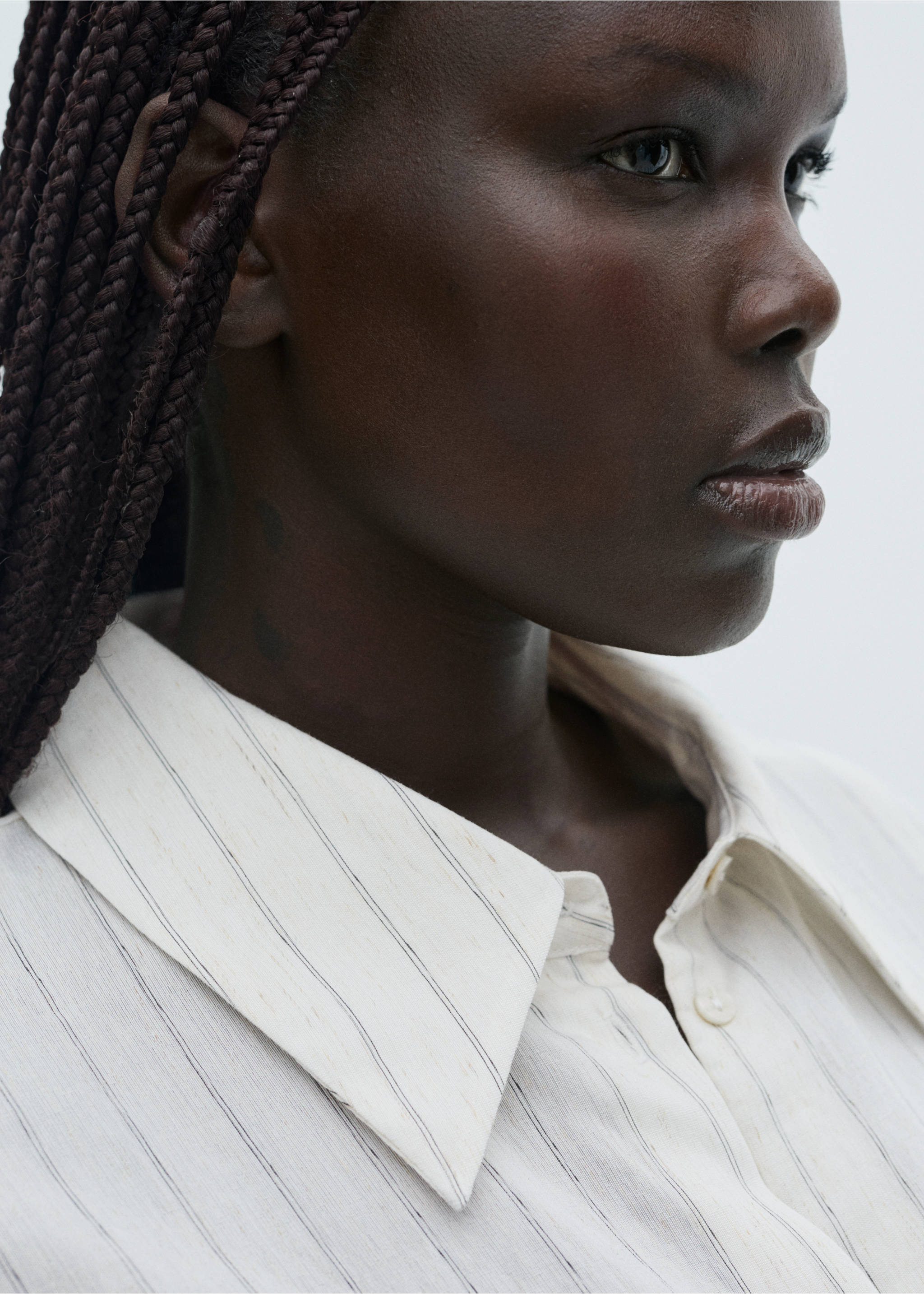 Camisa estampado rayas - Detalle del artículo 4, Crudo. Ref: 87035744-00.