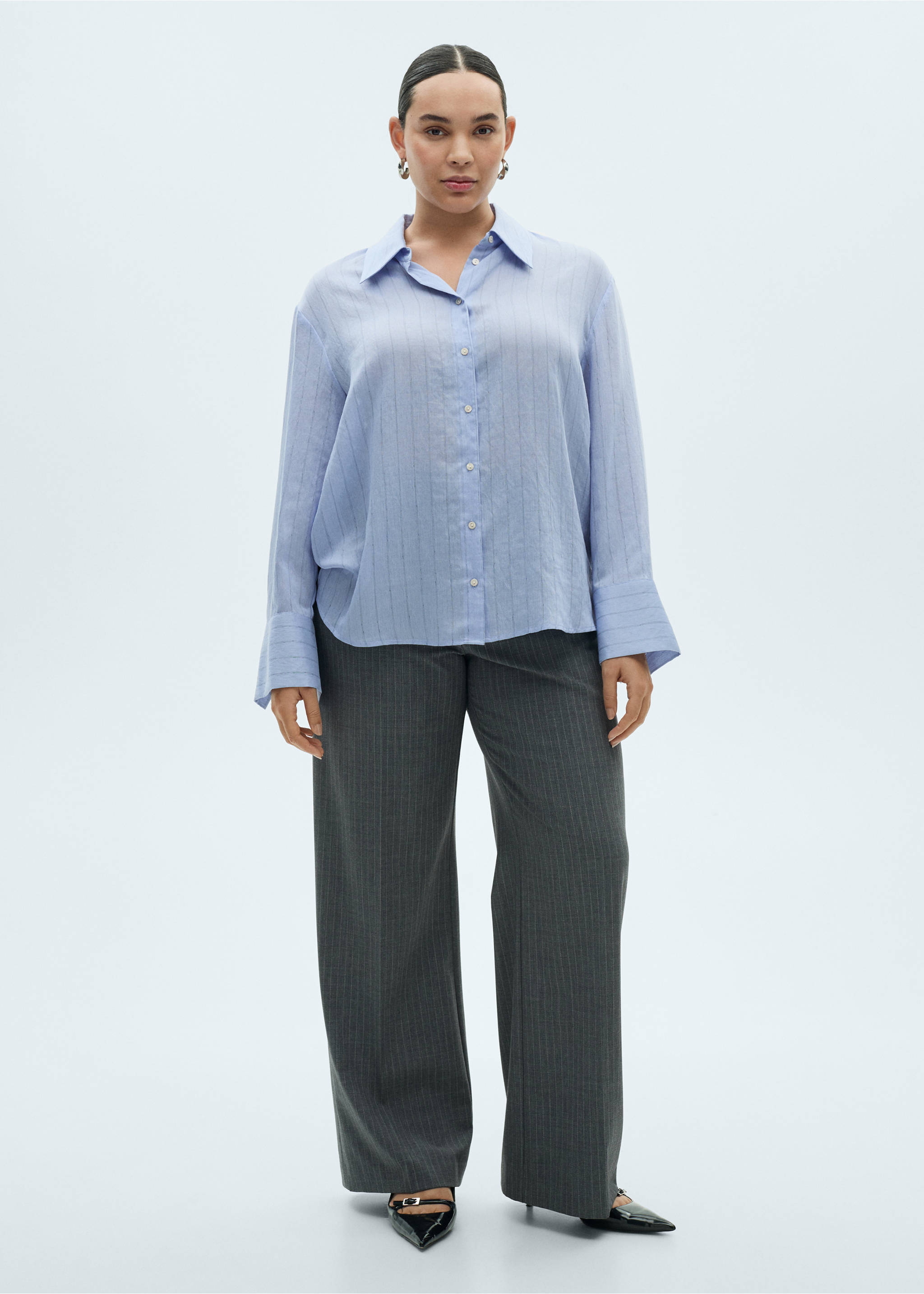 Hemd mit Streifenprint - Detail des Artikels 3, Blau. Ref: 87035744-00.