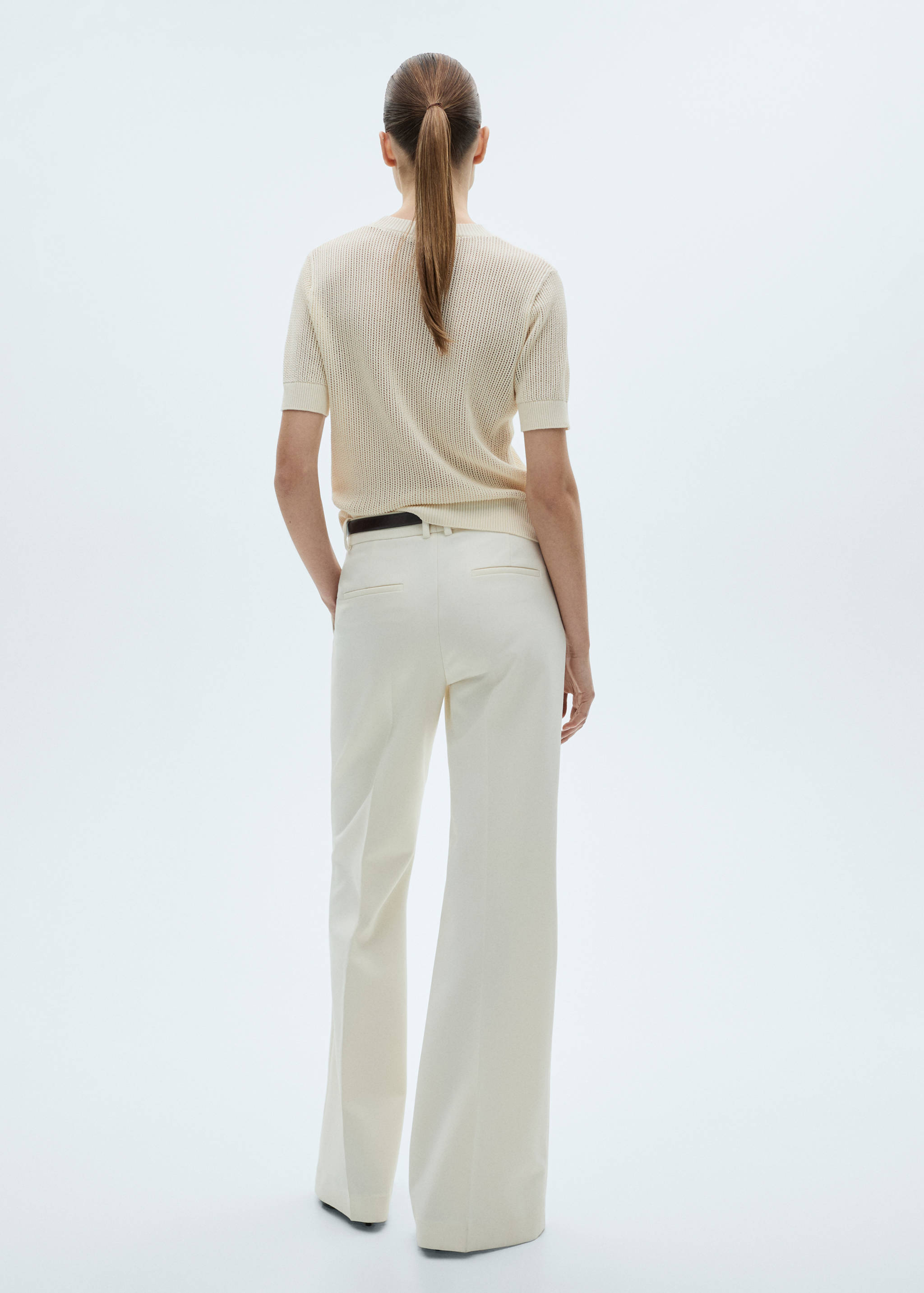 Short-sleeved openwork knitted sweater - Reverse of the article