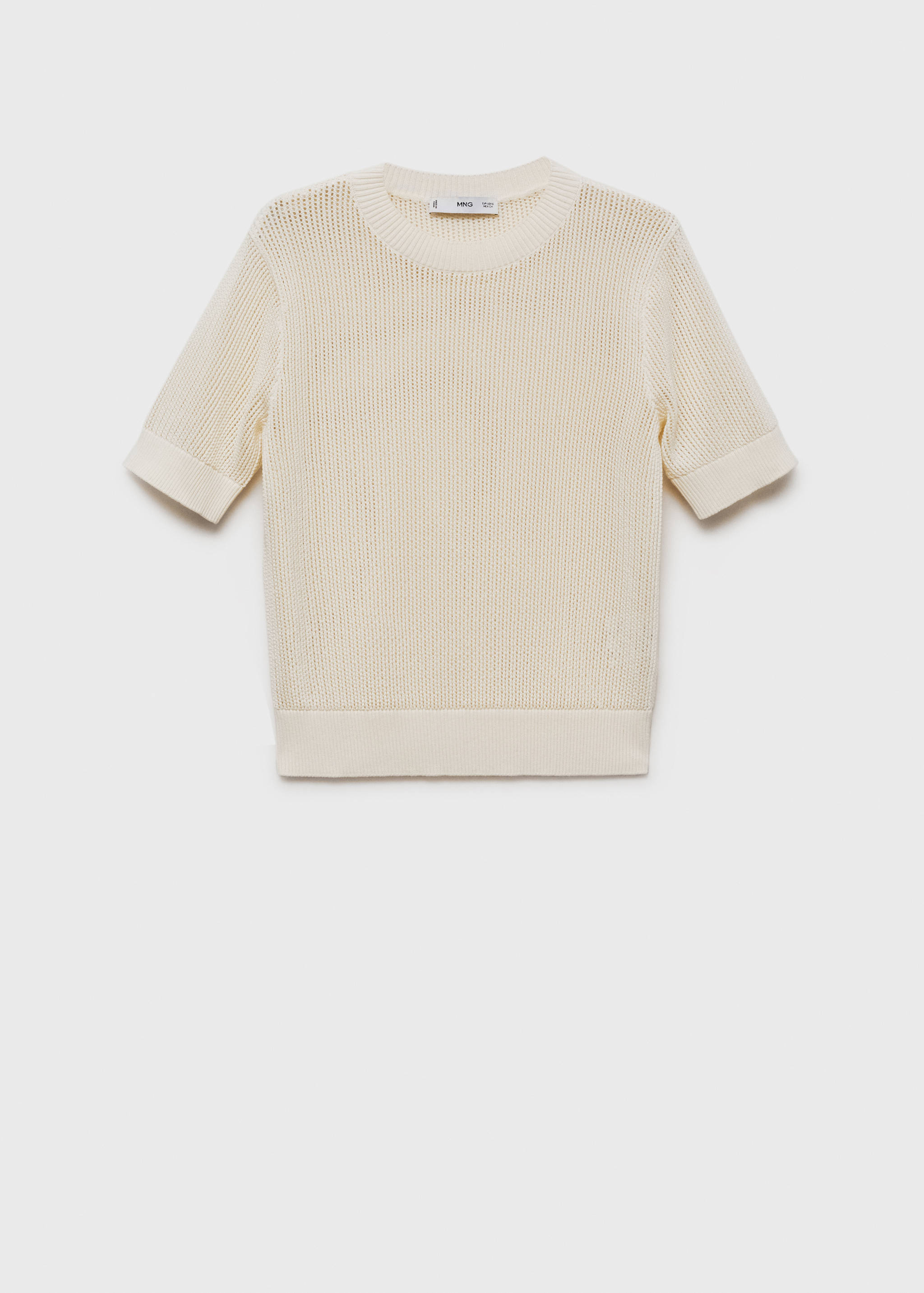 Short-sleeved openwork knitted sweater - Article without model