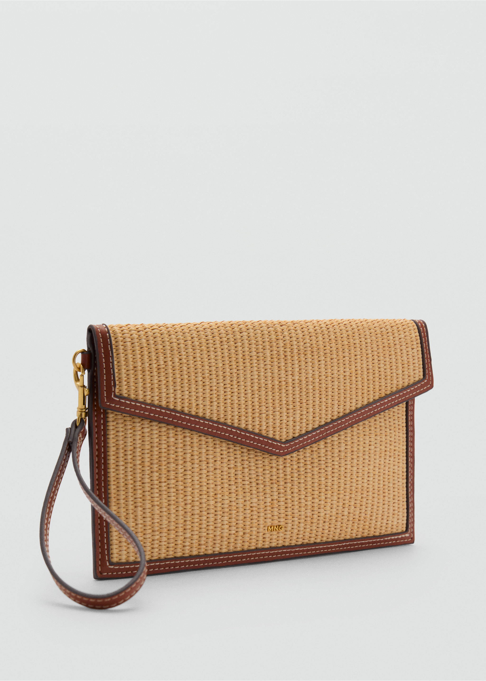 Raffia effect clutch - Medium plane, Leather. Ref: 87035751-00.