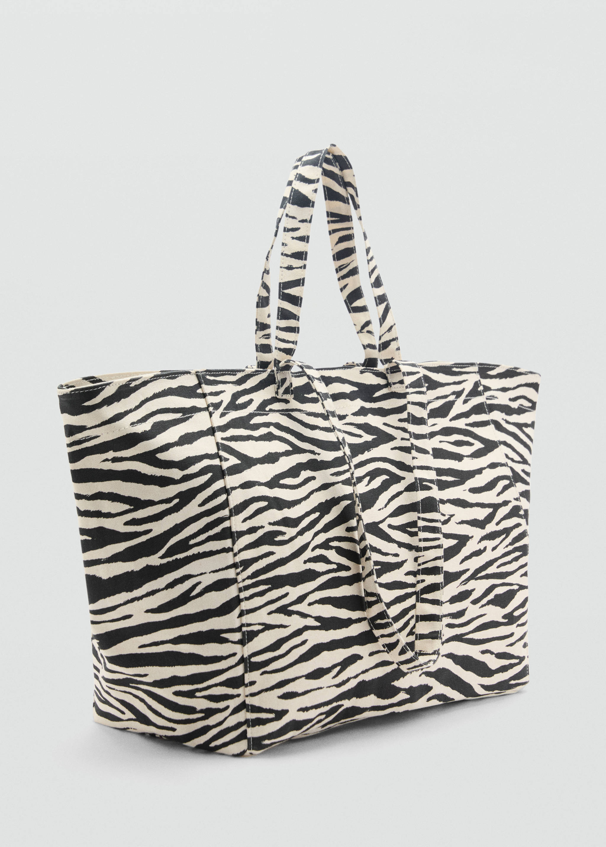 Zebra-print cotton shopper bag - Medium plane