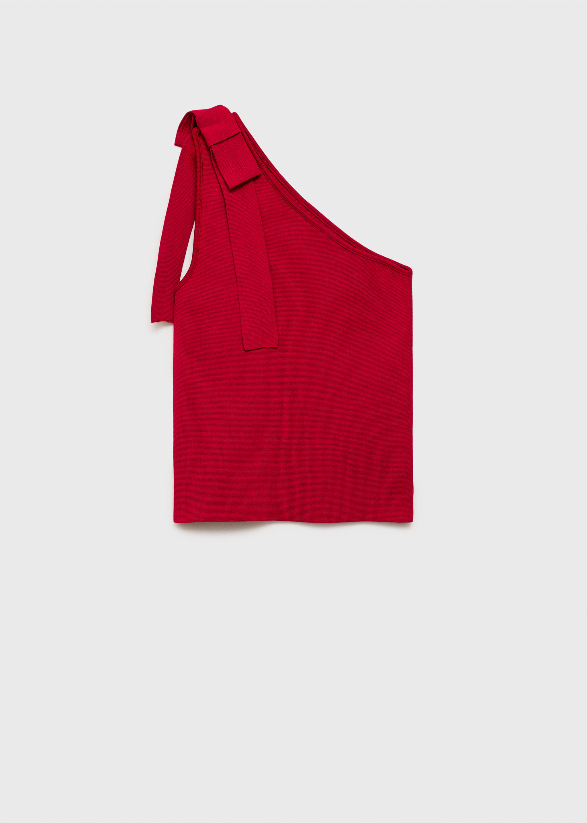 Asymmetrical knitted top with bow - Article without model, Red. Ref: 87035764-00.