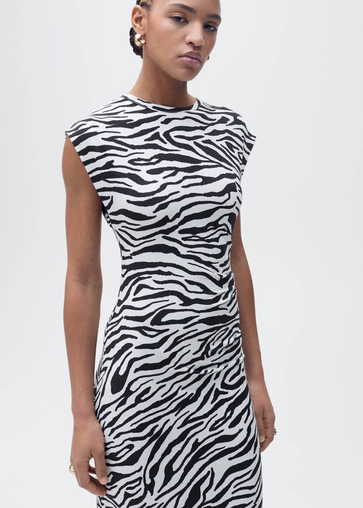 Zebra-print fitted midi-dress - Women | MANGO OUTLET USA