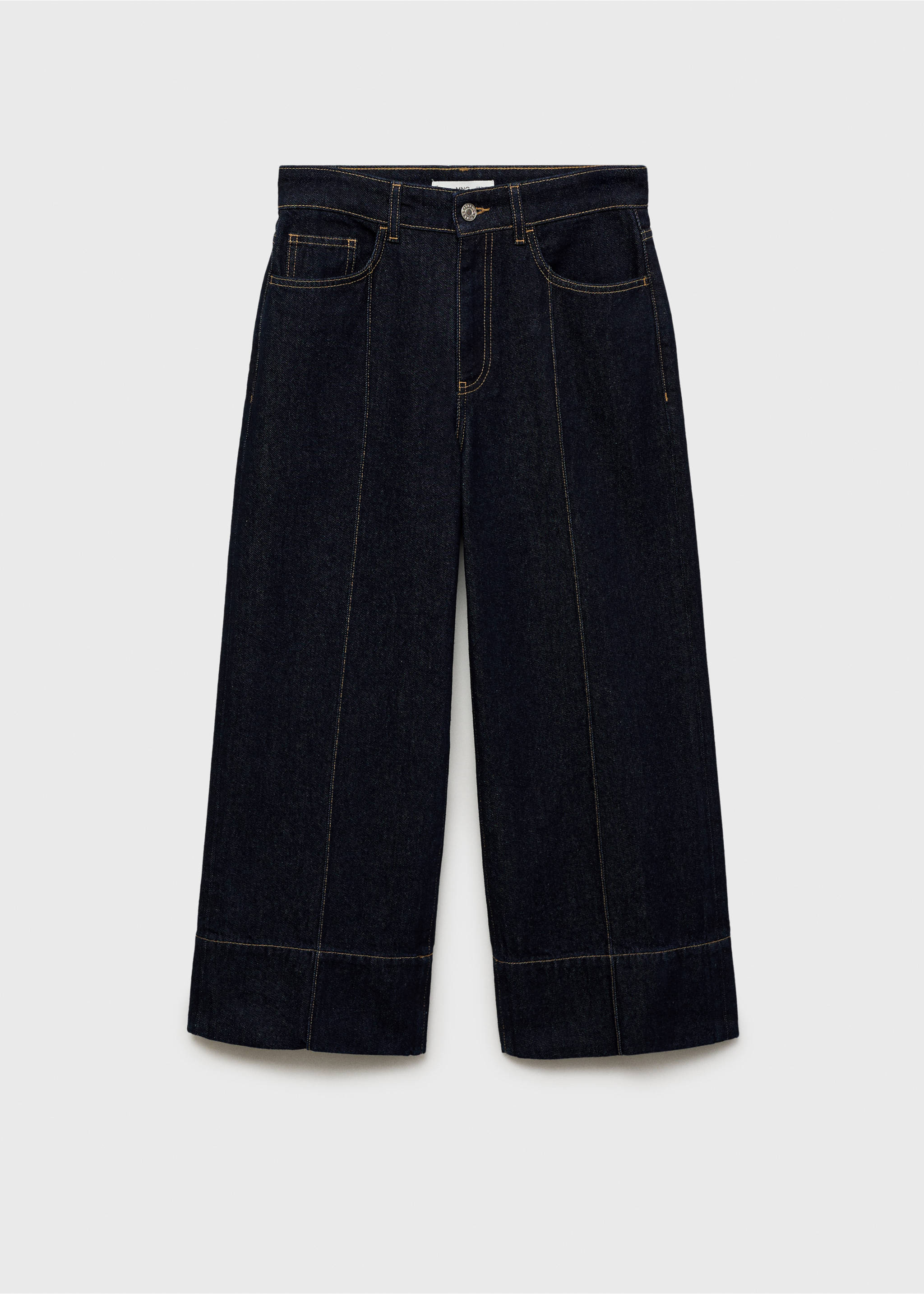 Wide leg cropped jeans with seam detail - Article without model, Open Blue. Ref: 87035766-00.