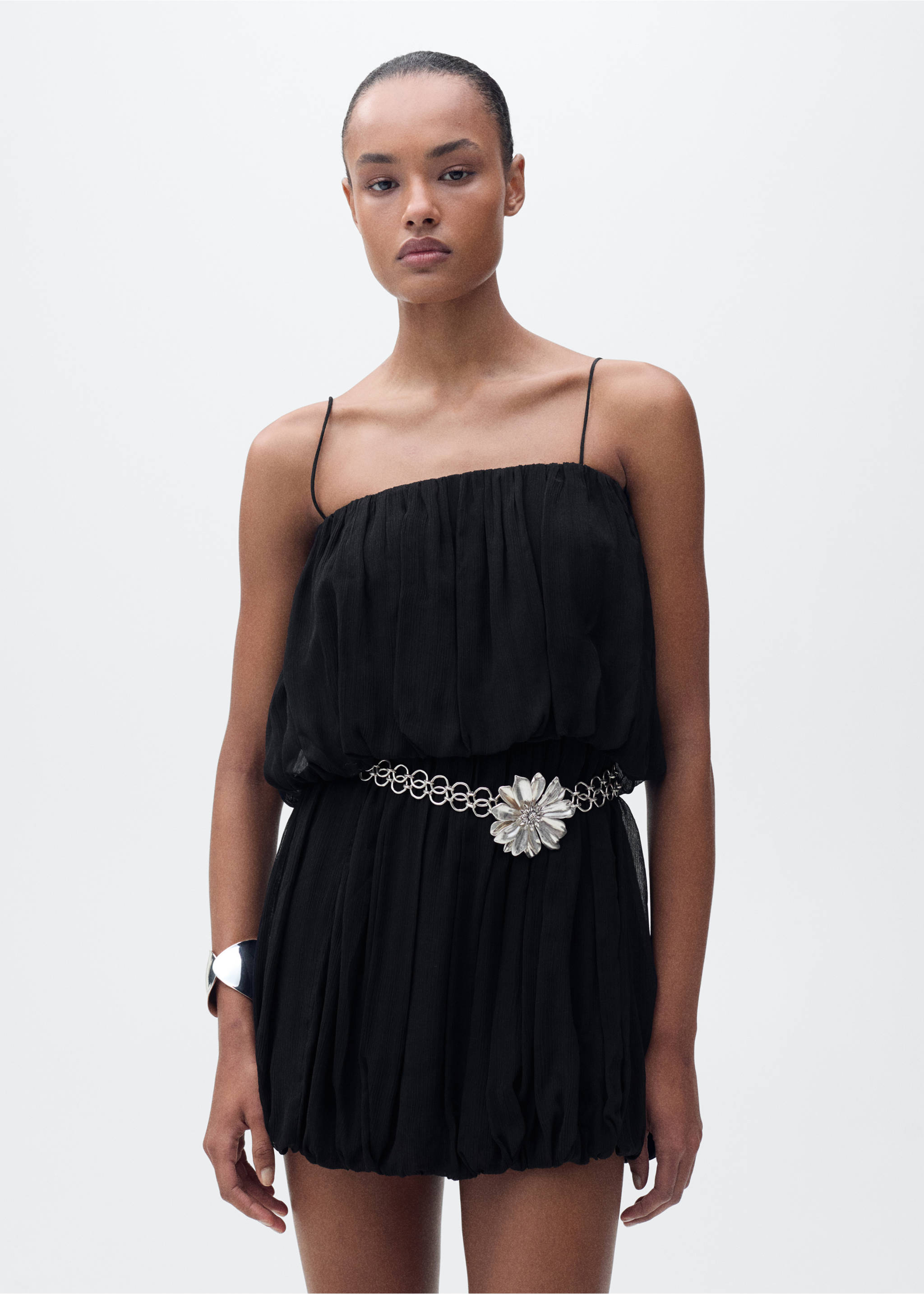 Gathered balloon dress - Medium plane, Black. Ref: 87035768-00.