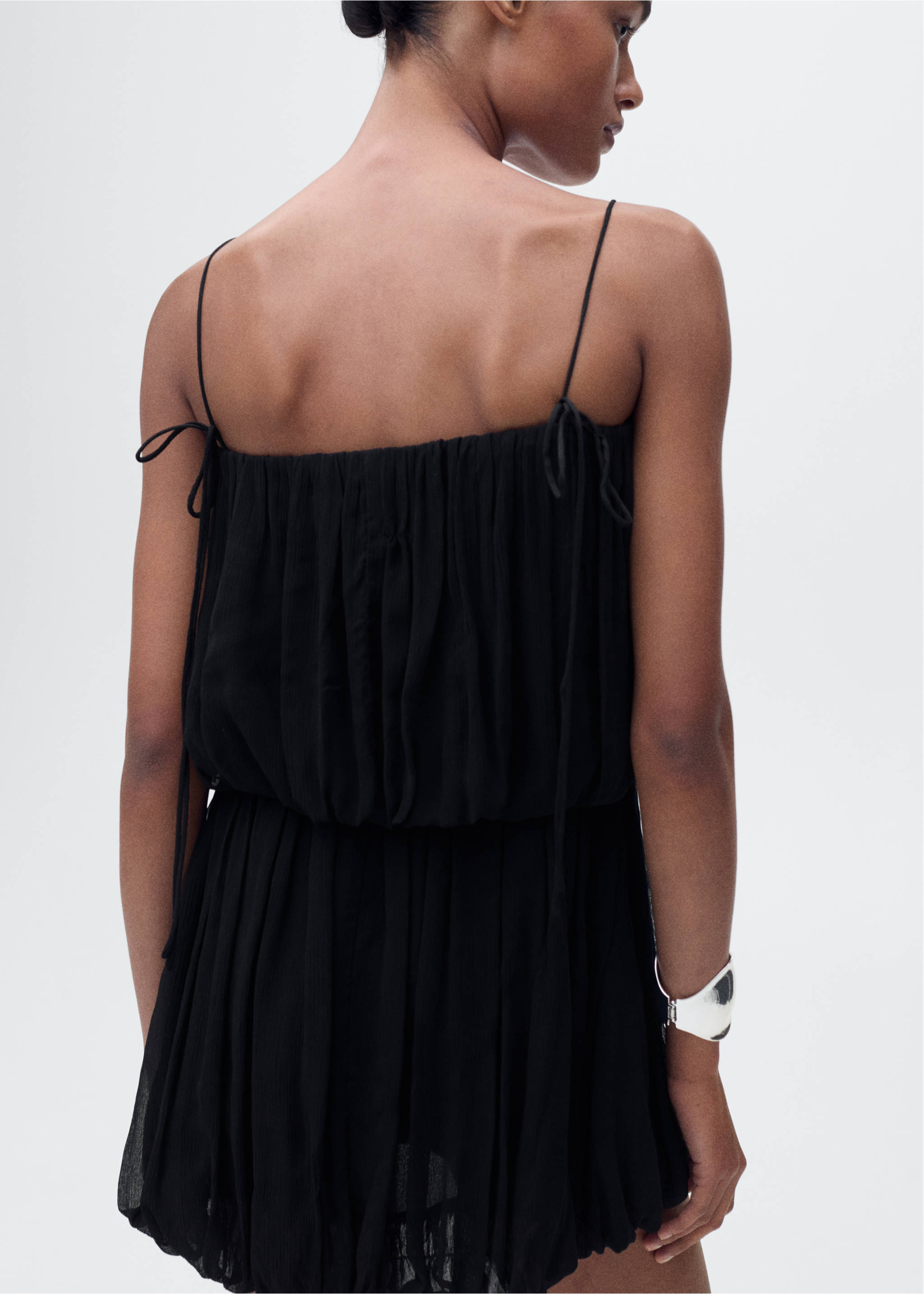 Gathered balloon dress - Reverse of the article, Black. Ref: 87035768-00.