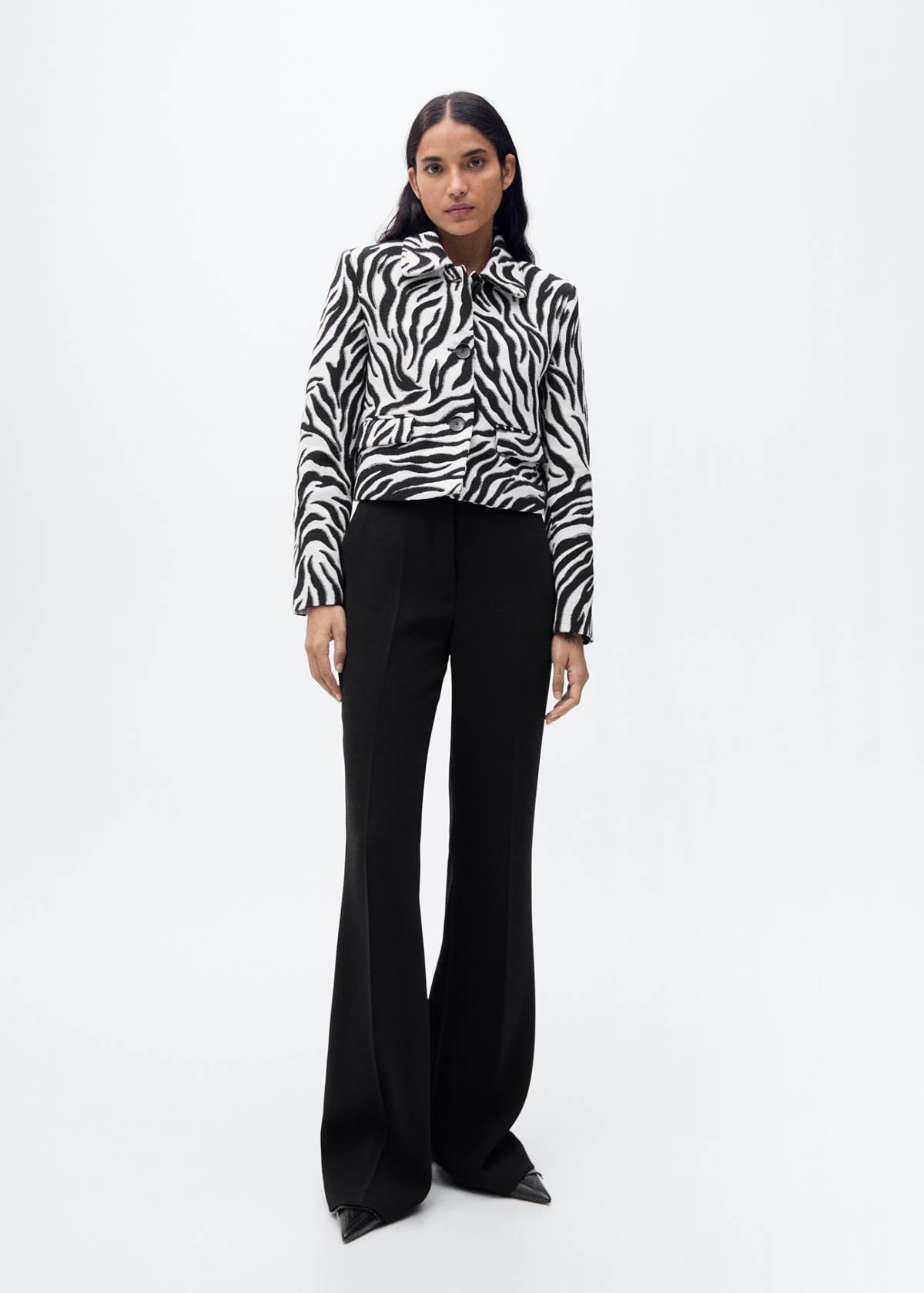 Zebra-print jacket with buttons