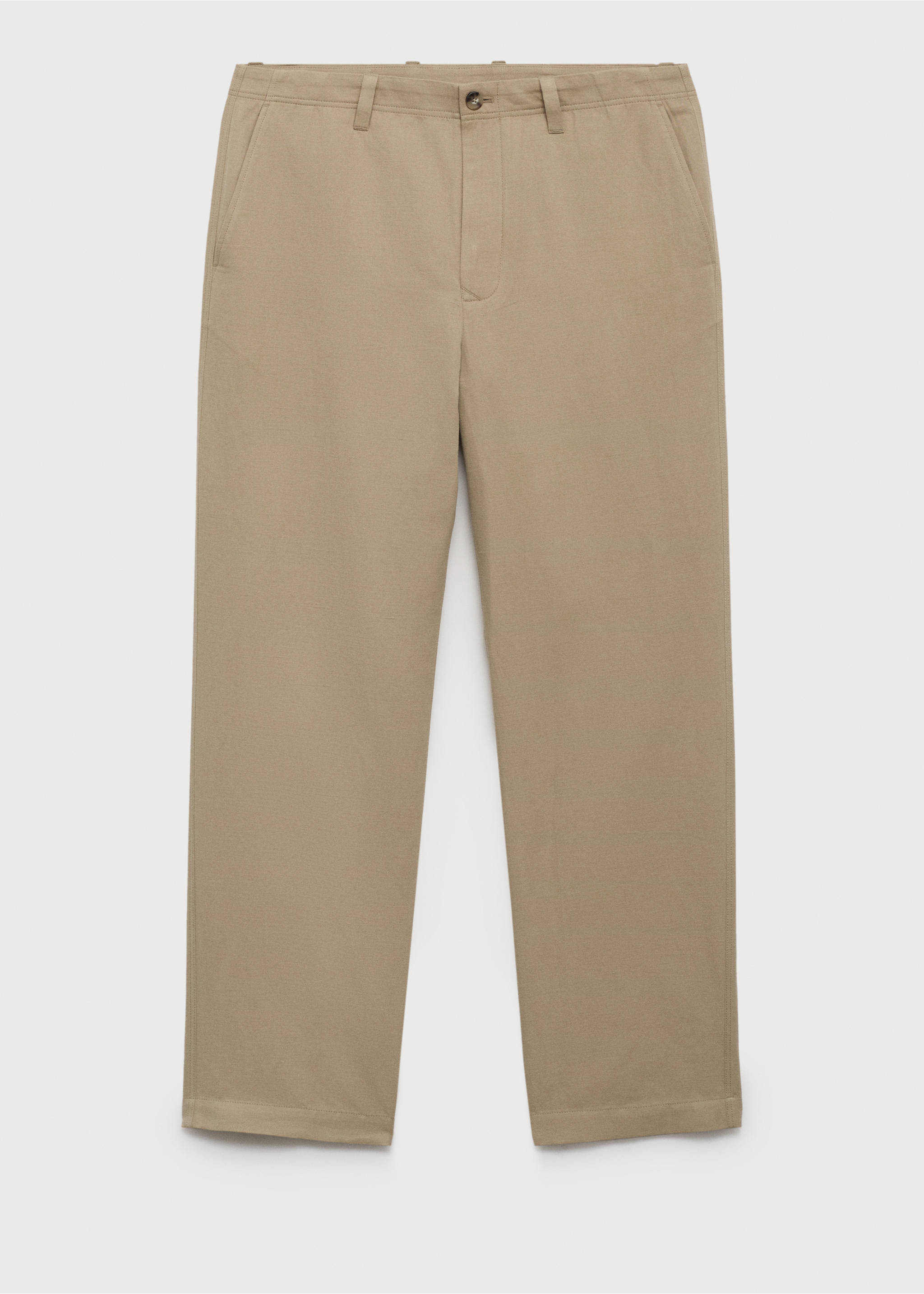 Linen-blend regular-fit trousers - Article without model, Beige. Ref: 87035917-00.