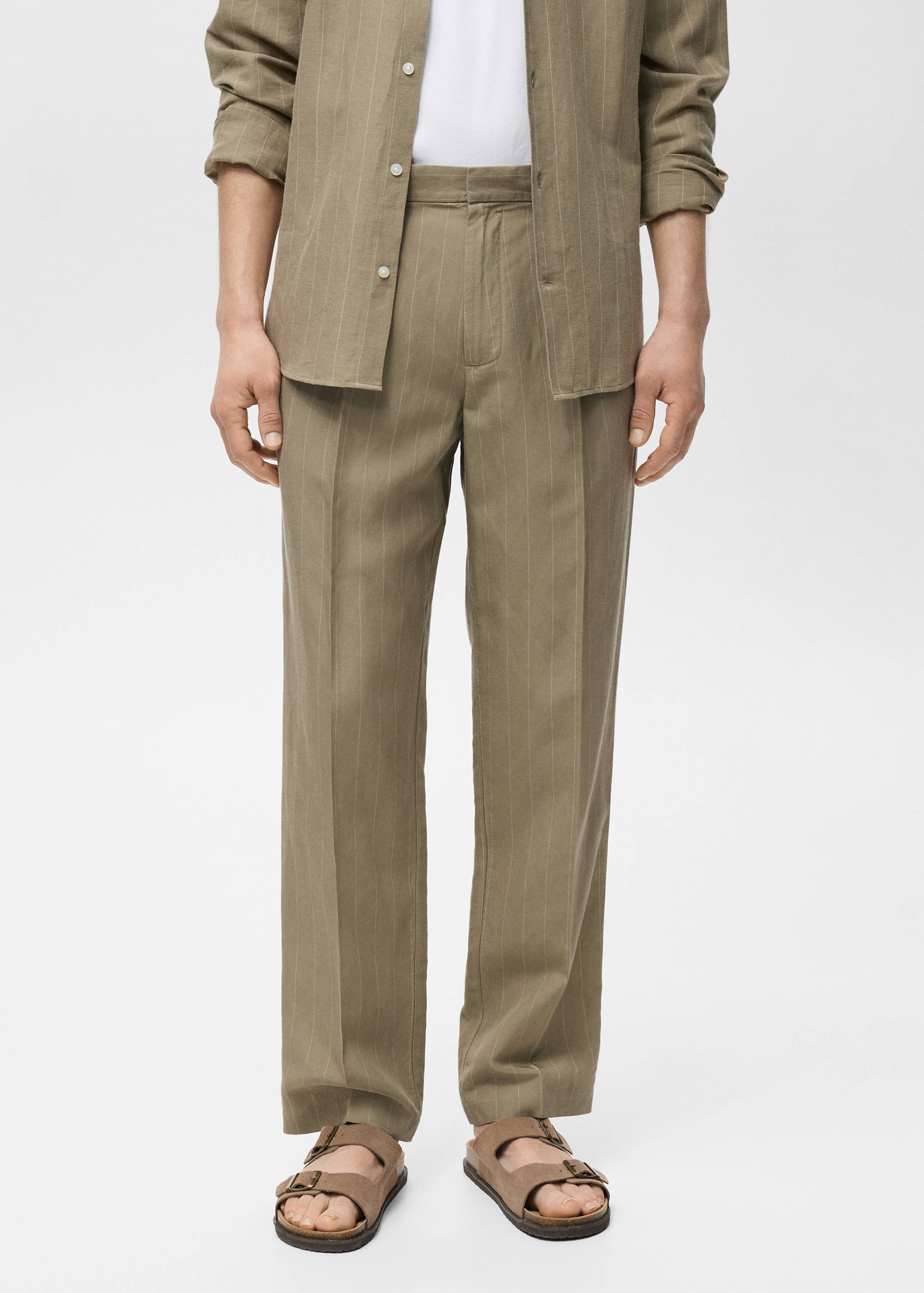 Pinstripe linen trousers - Medium plane