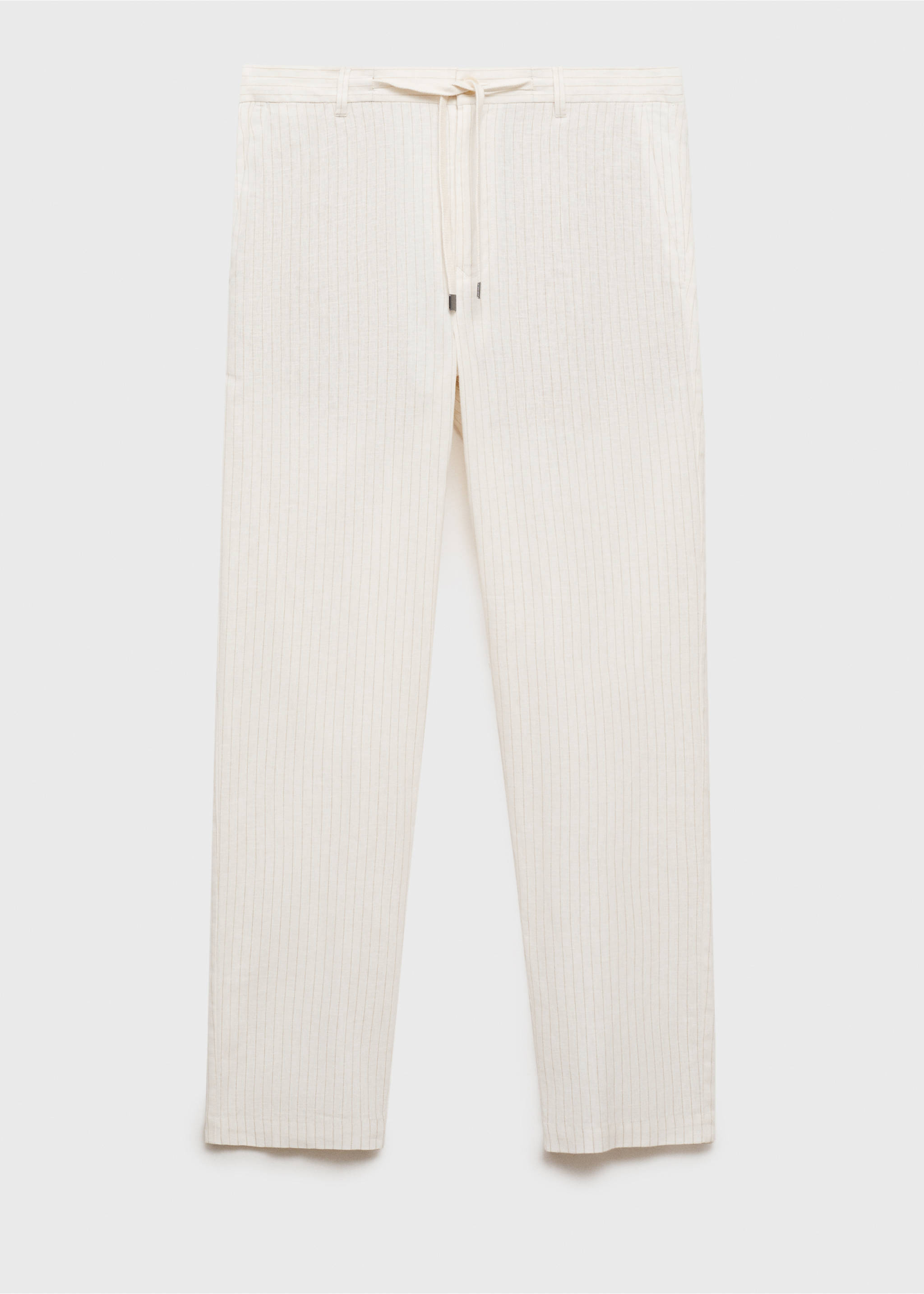 Pinstripe linen trousers - Article without model, Ivory White. Ref: 87035919-00.
