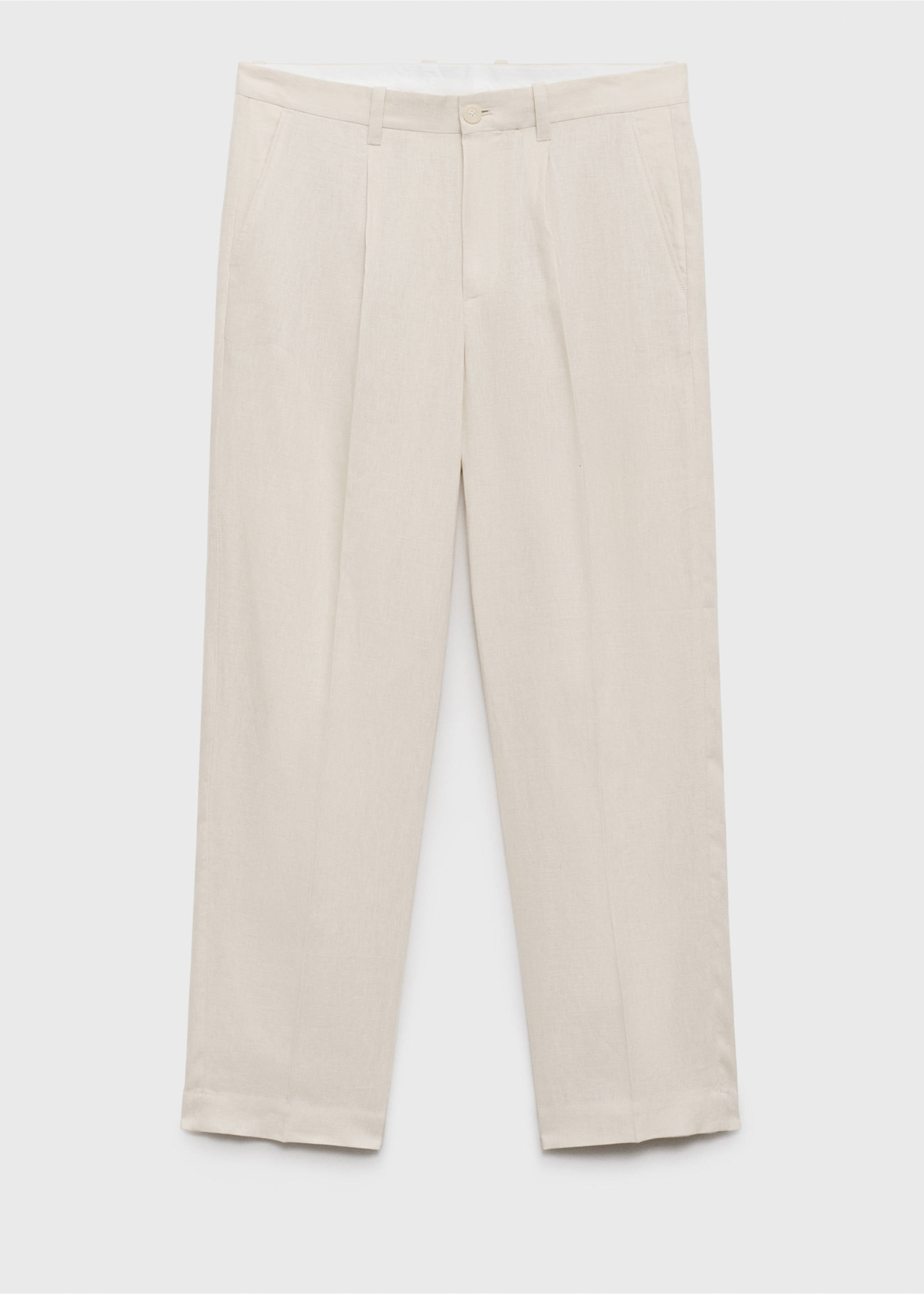 Kalhoty ze 100% lnu se záševky - Zboží bez modelu, Slonová kost. Ref: 87035920-00.