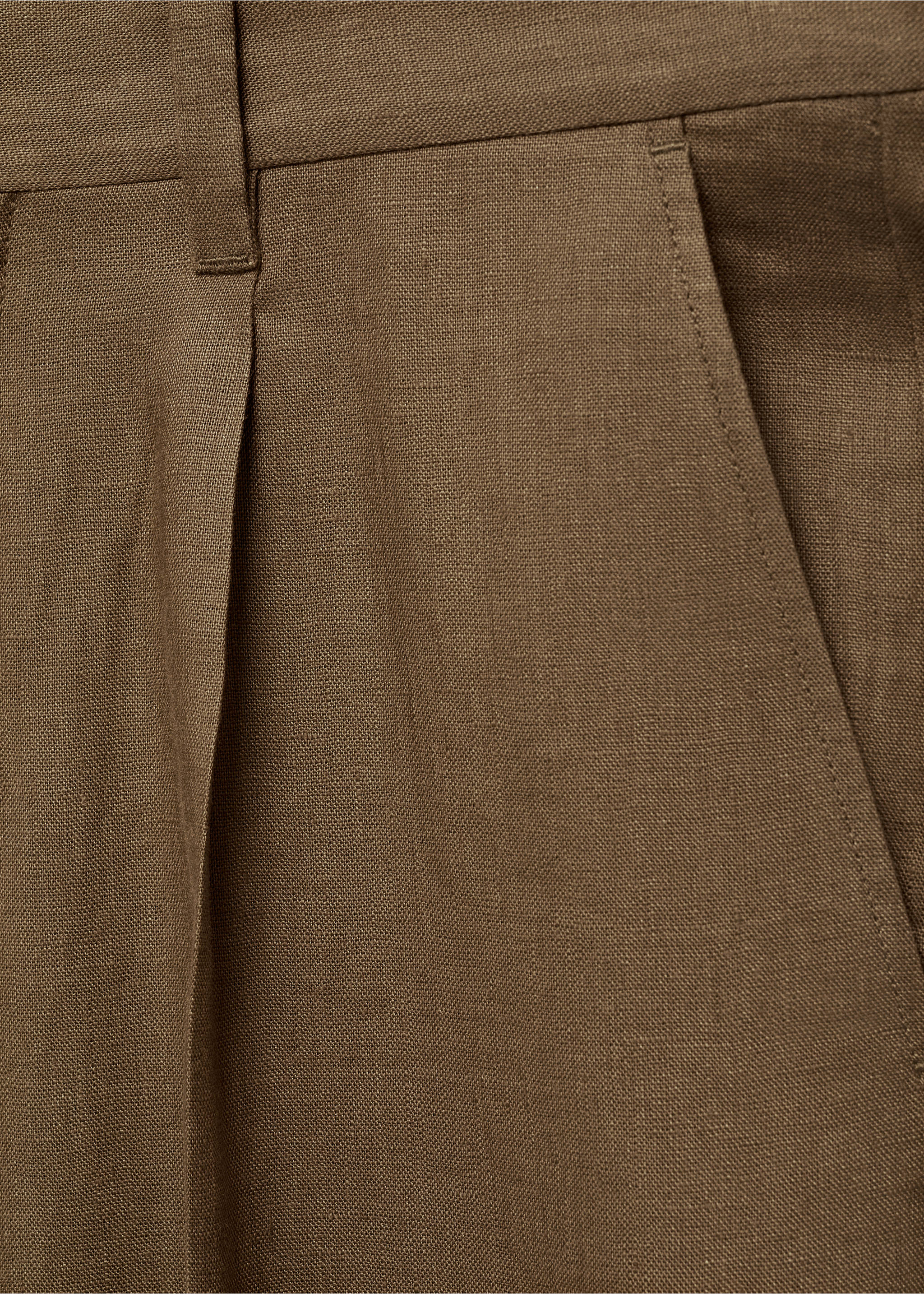 Pantalón 100% lino pinzas - Detalle del artículo 0, Verde medio. Ref: 87035920-00.