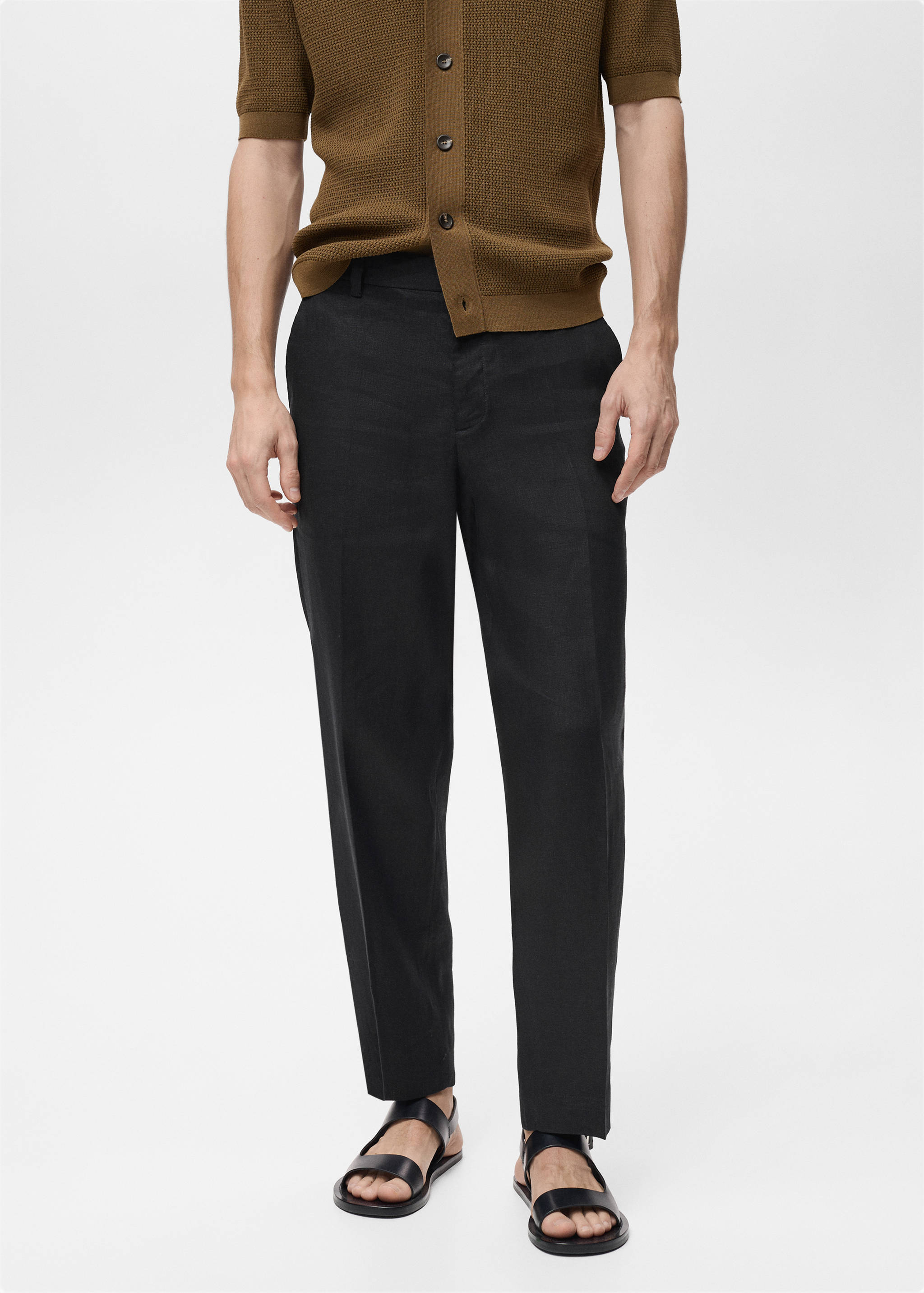 Pantalon 100 % lin regular fit - Plan moyen