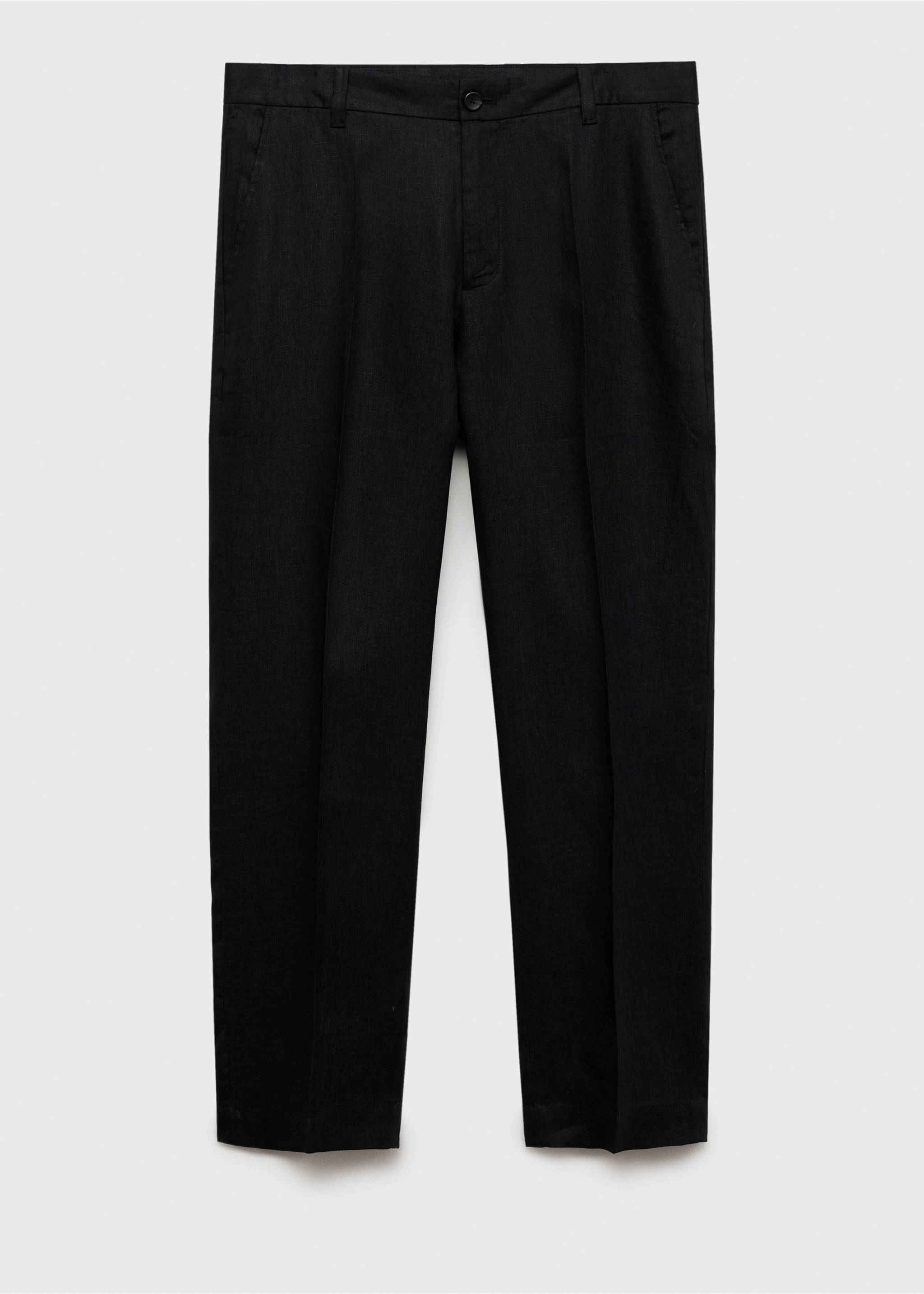 100% linen regular-fit trousers - Article without model, Black. Ref: 87035921-00.