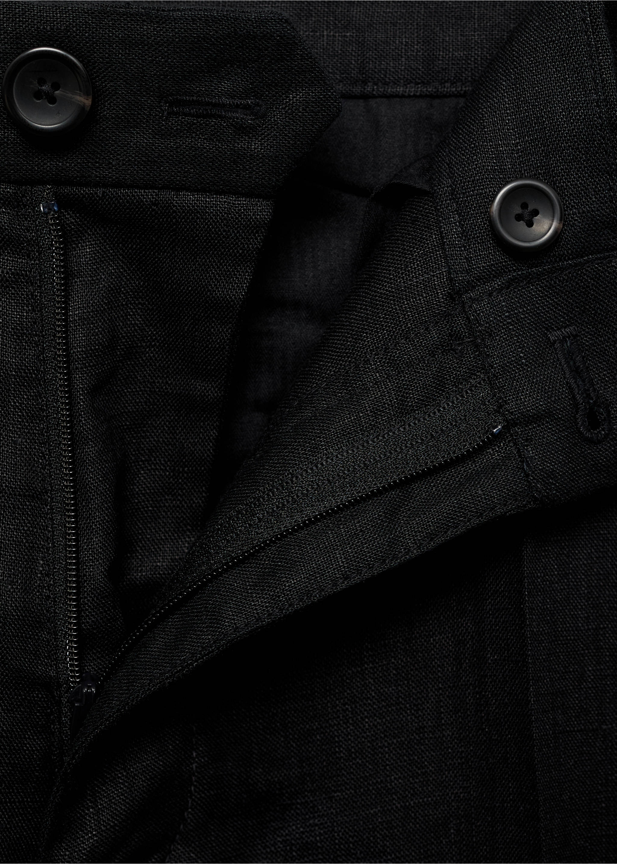 100% linen regular-fit trousers - Details of the article 8, Black. Ref: 87035921-00.