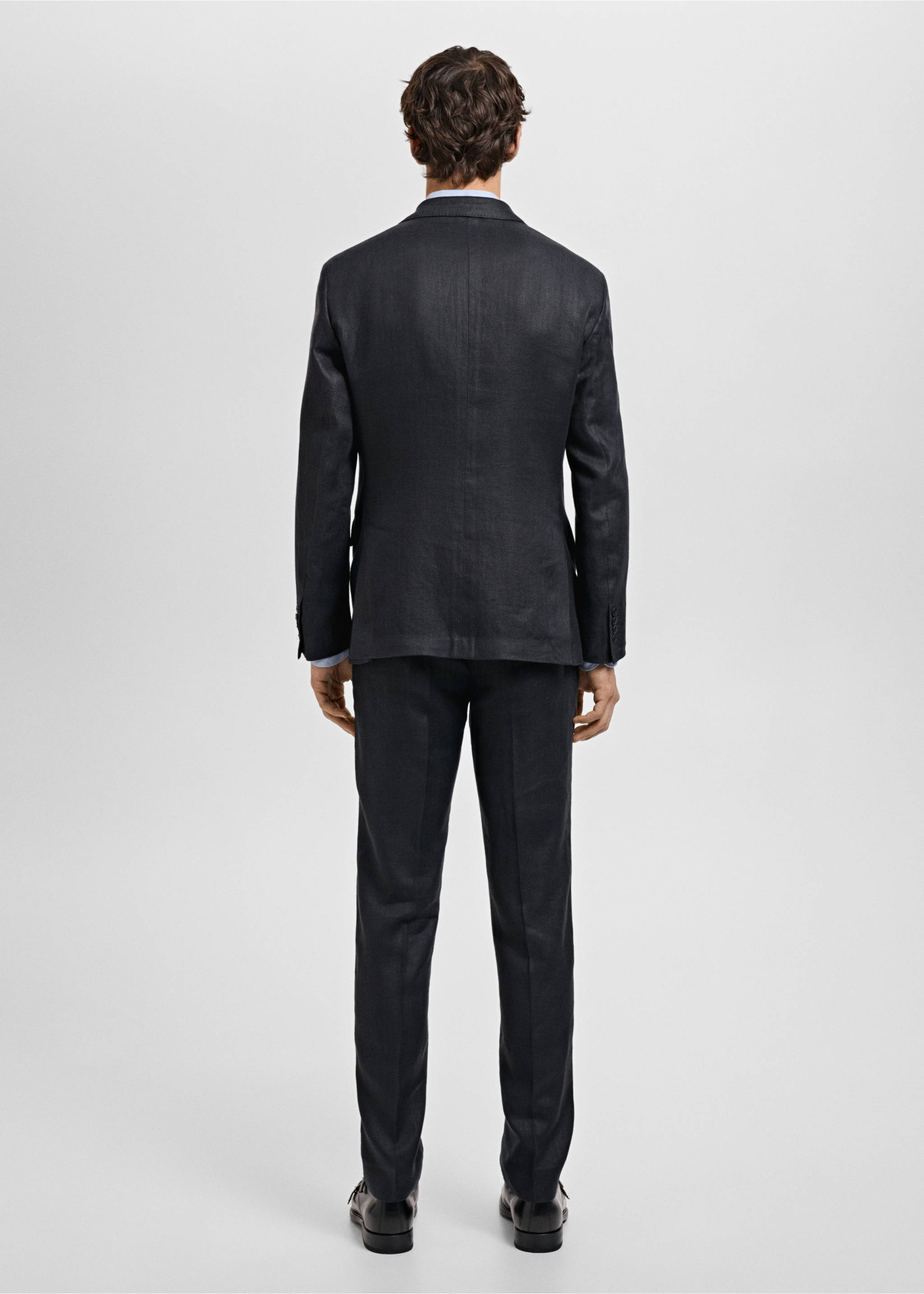 Amalfi 100% linen slim-fit suit jacket - Reverse of the article, Black. Ref: 87035925-00.