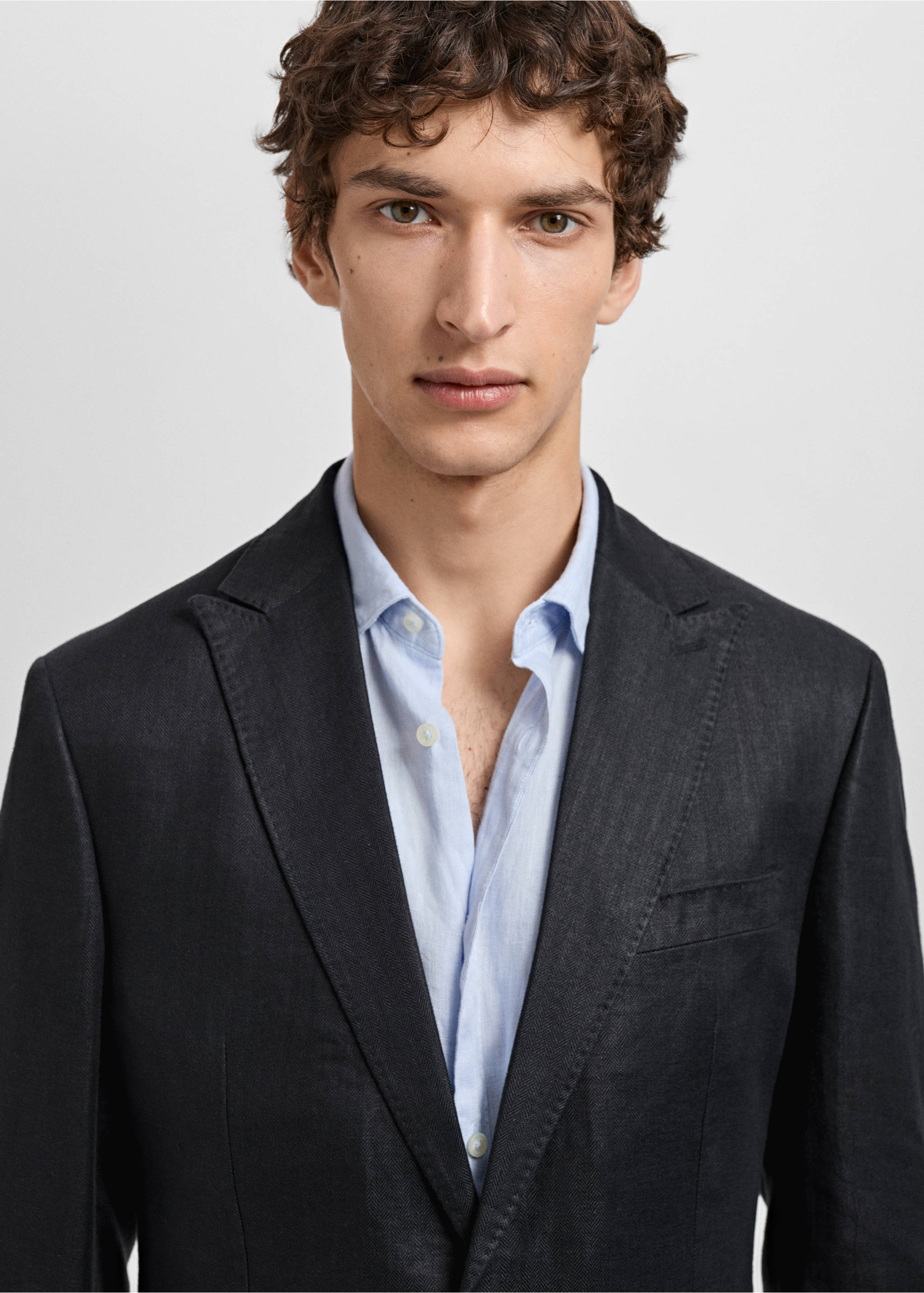 Amalfi 100% linen slim-fit suit jacket - Details of the article 1, Black. Ref: 87035925-00.