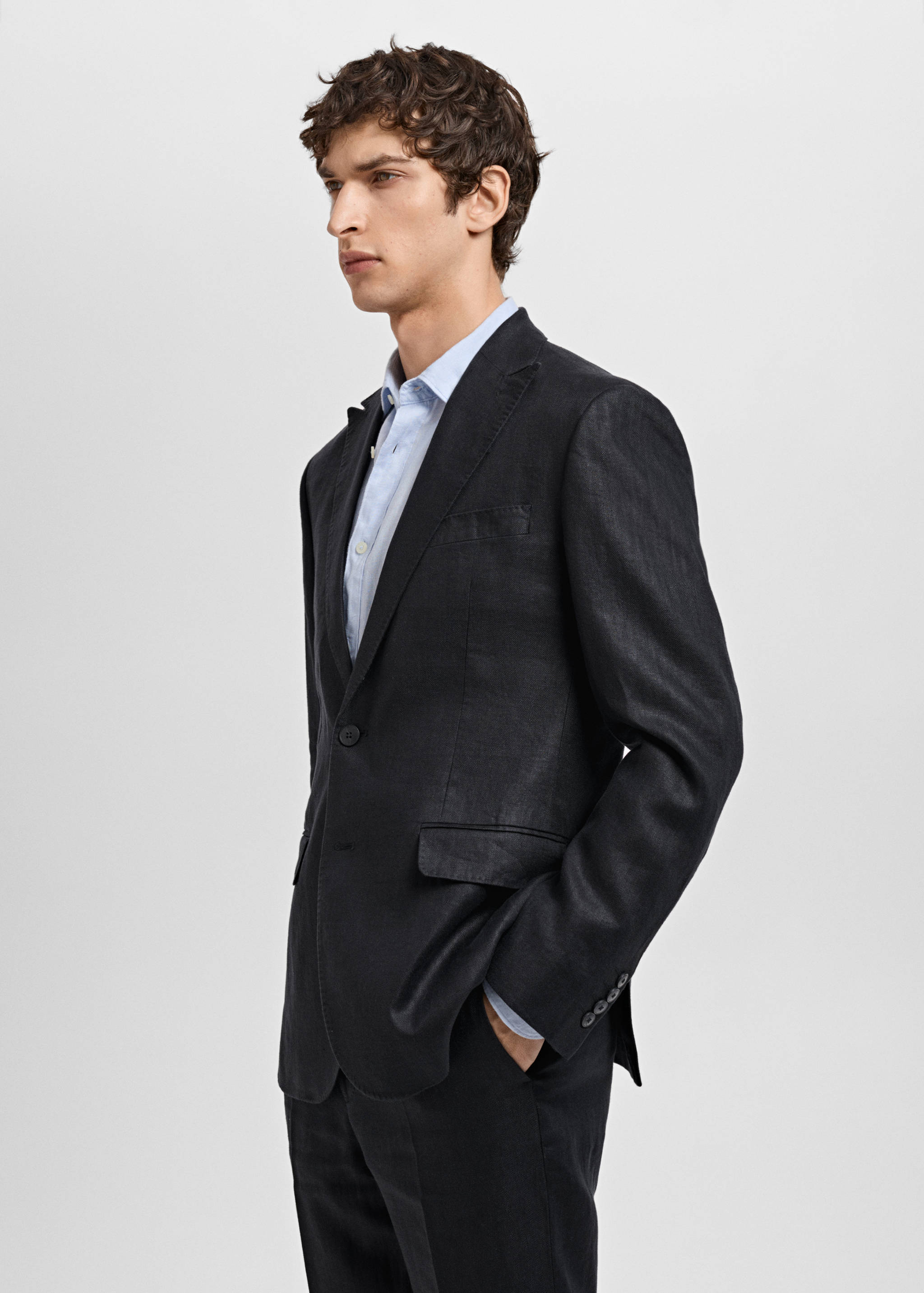 Amalfi 100% linen slim-fit suit jacket - Details of the article 2