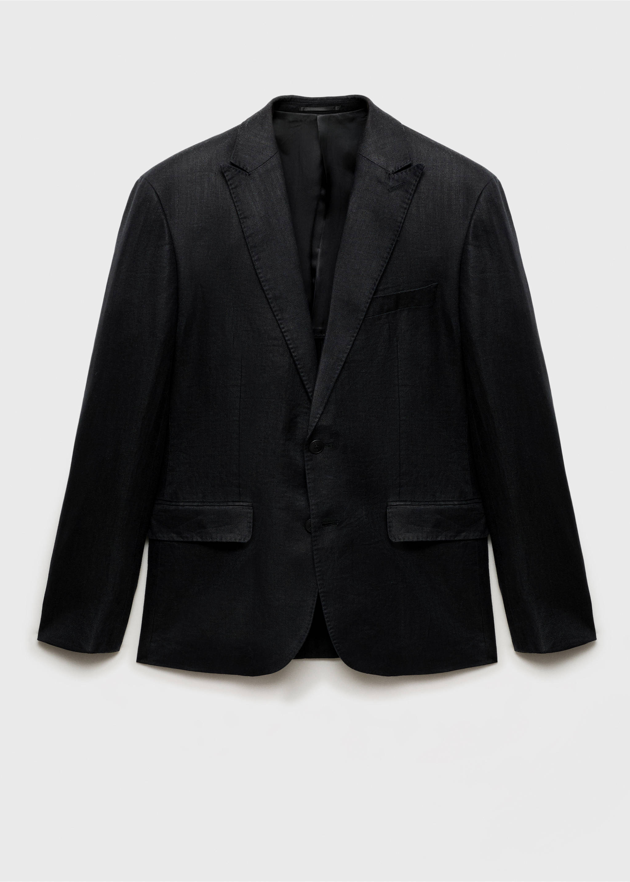 Amalfi 100% linen slim-fit suit jacket - Article without model, Black. Ref: 87035925-00.