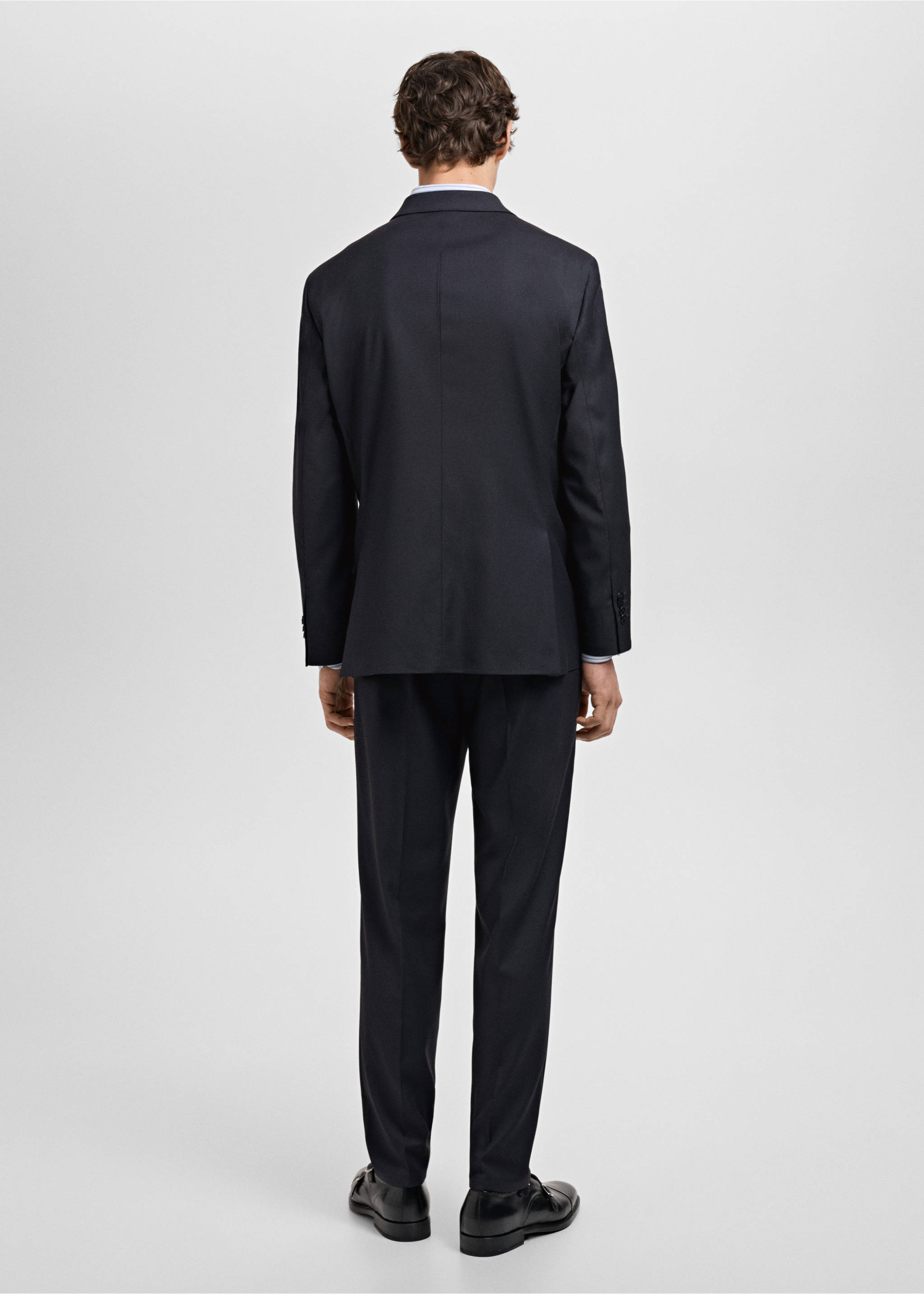 Monaco double-breasted slim-fit suit jacket - Reverse of the article, Dark Navy. Ref: 87035928-00.