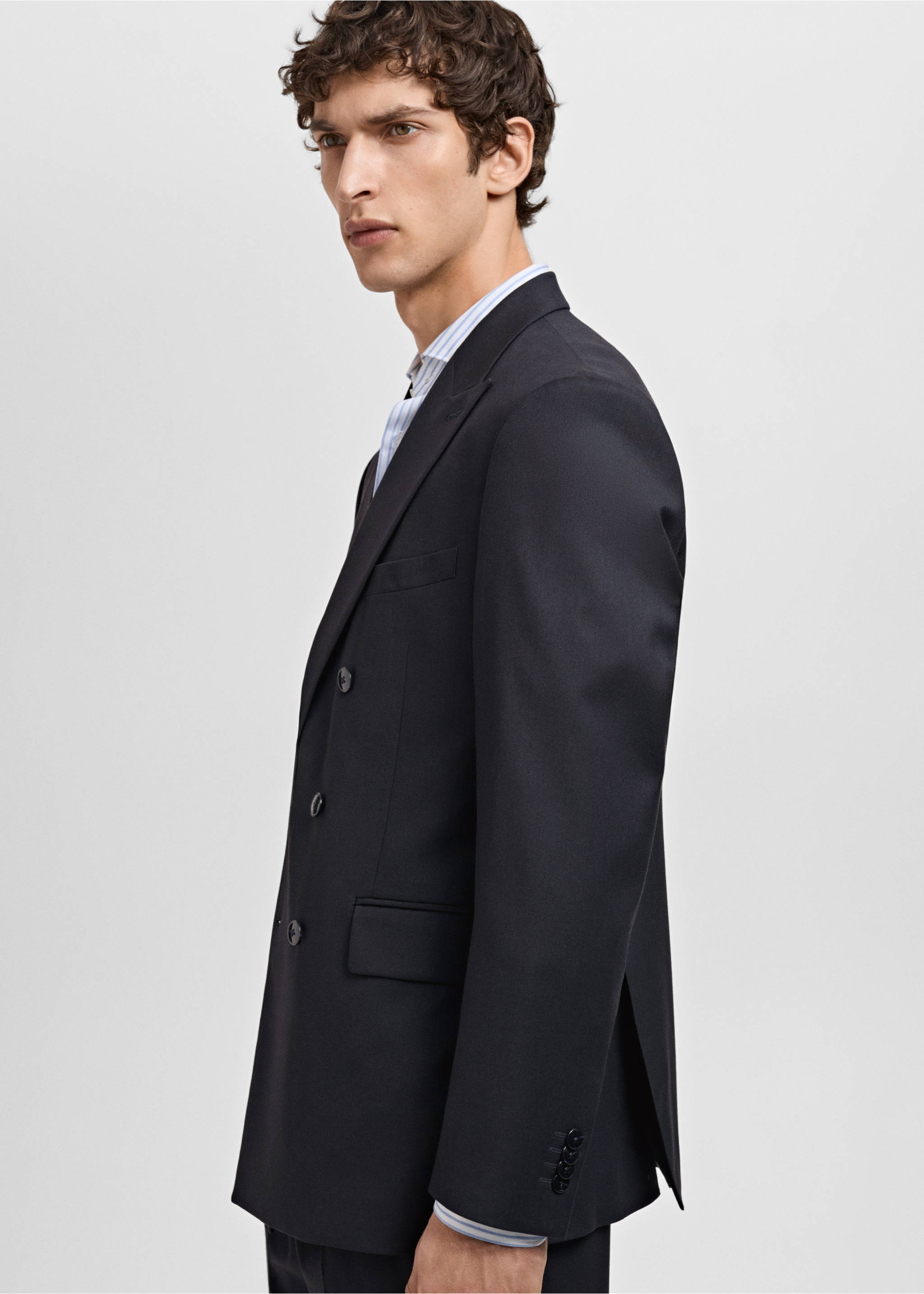 Monaco double-breasted slim-fit suit jacket - Details of the article 2, Dark Navy. Ref: 87035928-00.