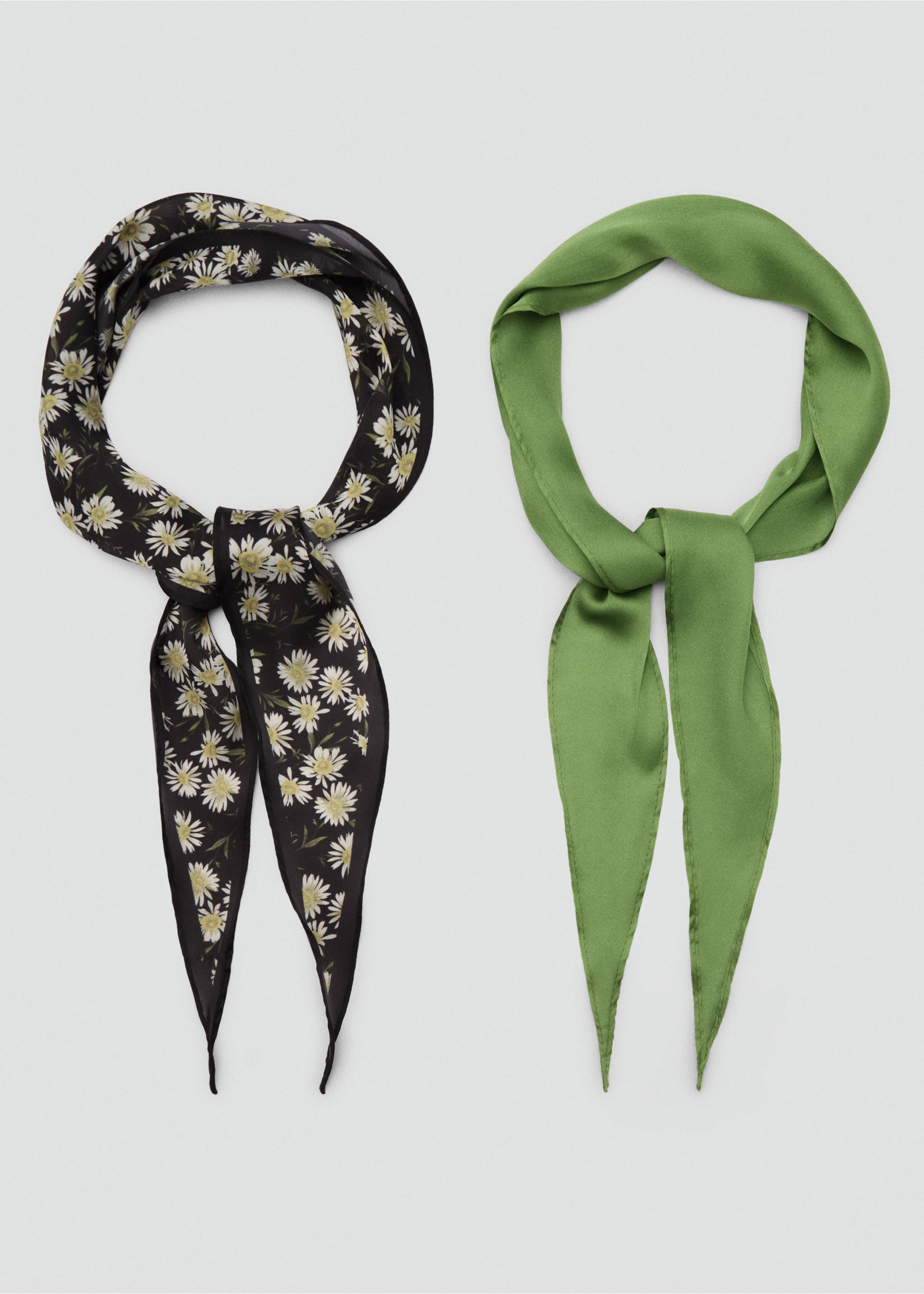 Set of 2 combined scarves - Details of the article 1, Green. Ref: 87035929-00.