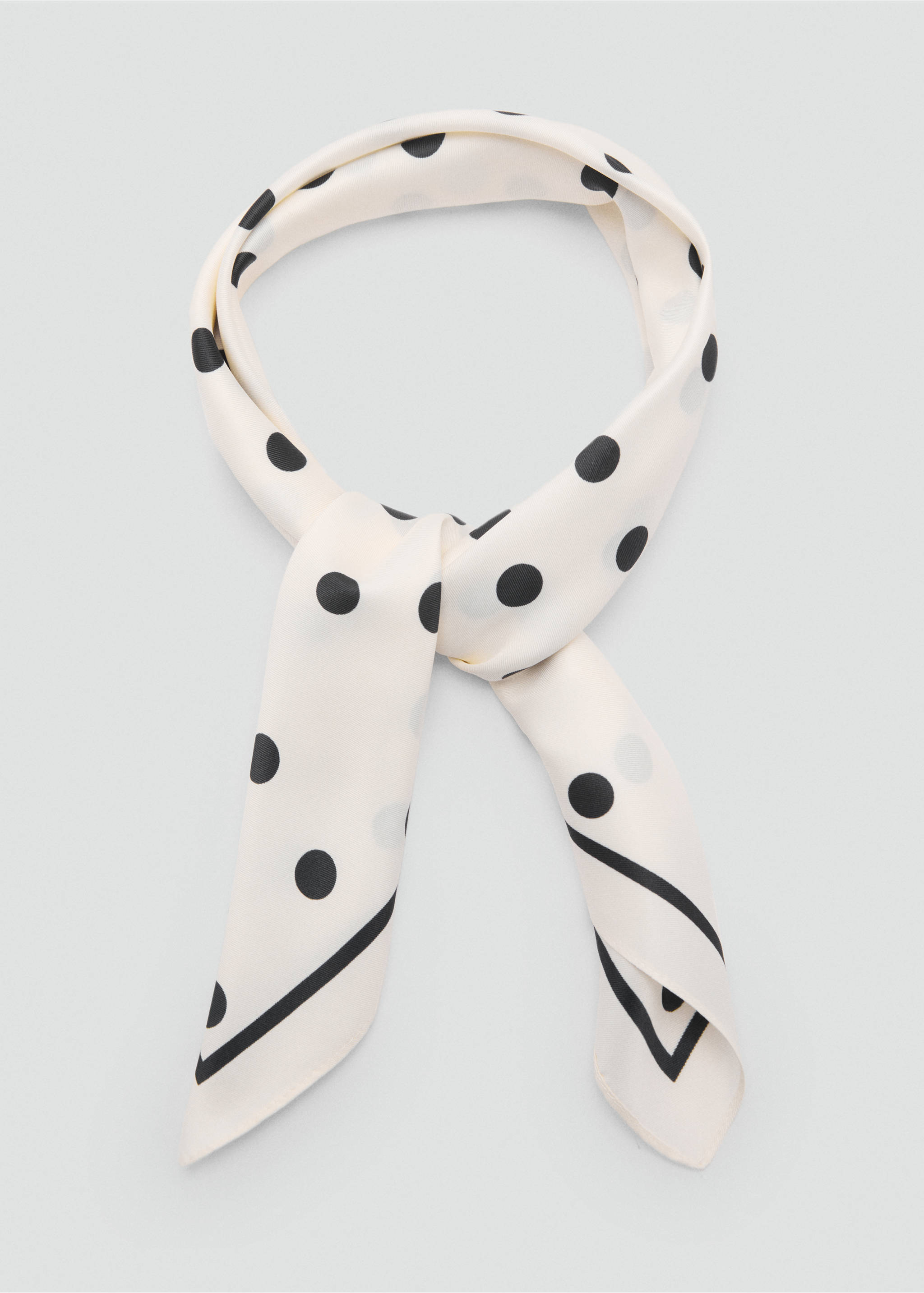 Polka-dot satin scarf - Medium plane, Ecru. Ref: 87035931-00.