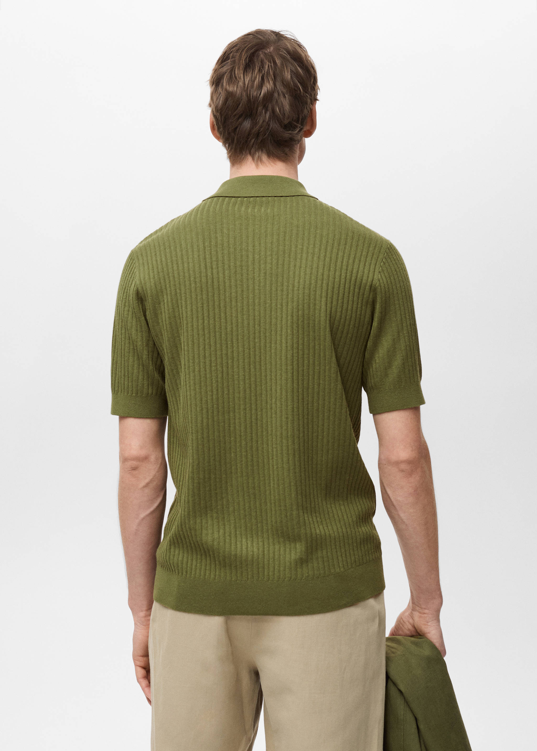Rib-knit cotton-blend polo shirt - Reverse of the article