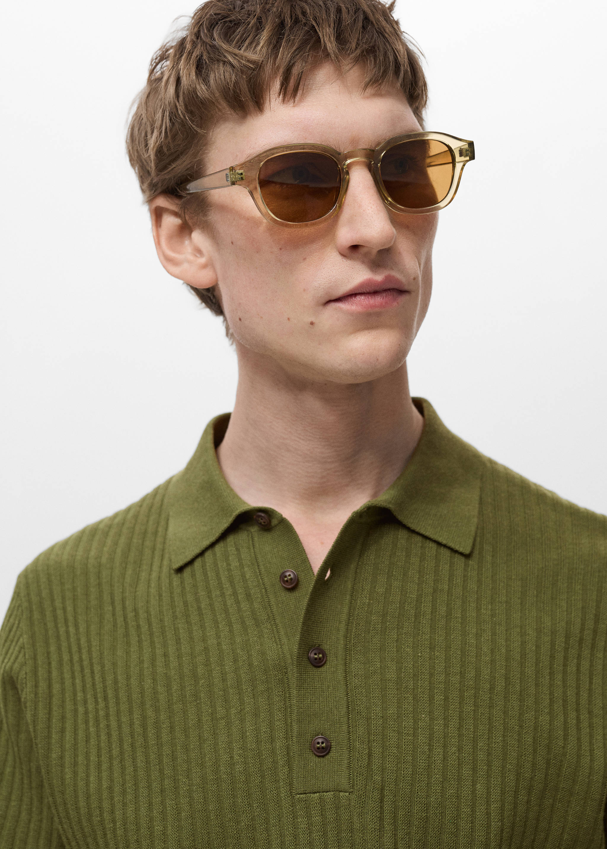 Rib-knit cotton-blend polo shirt - Details of the article 1