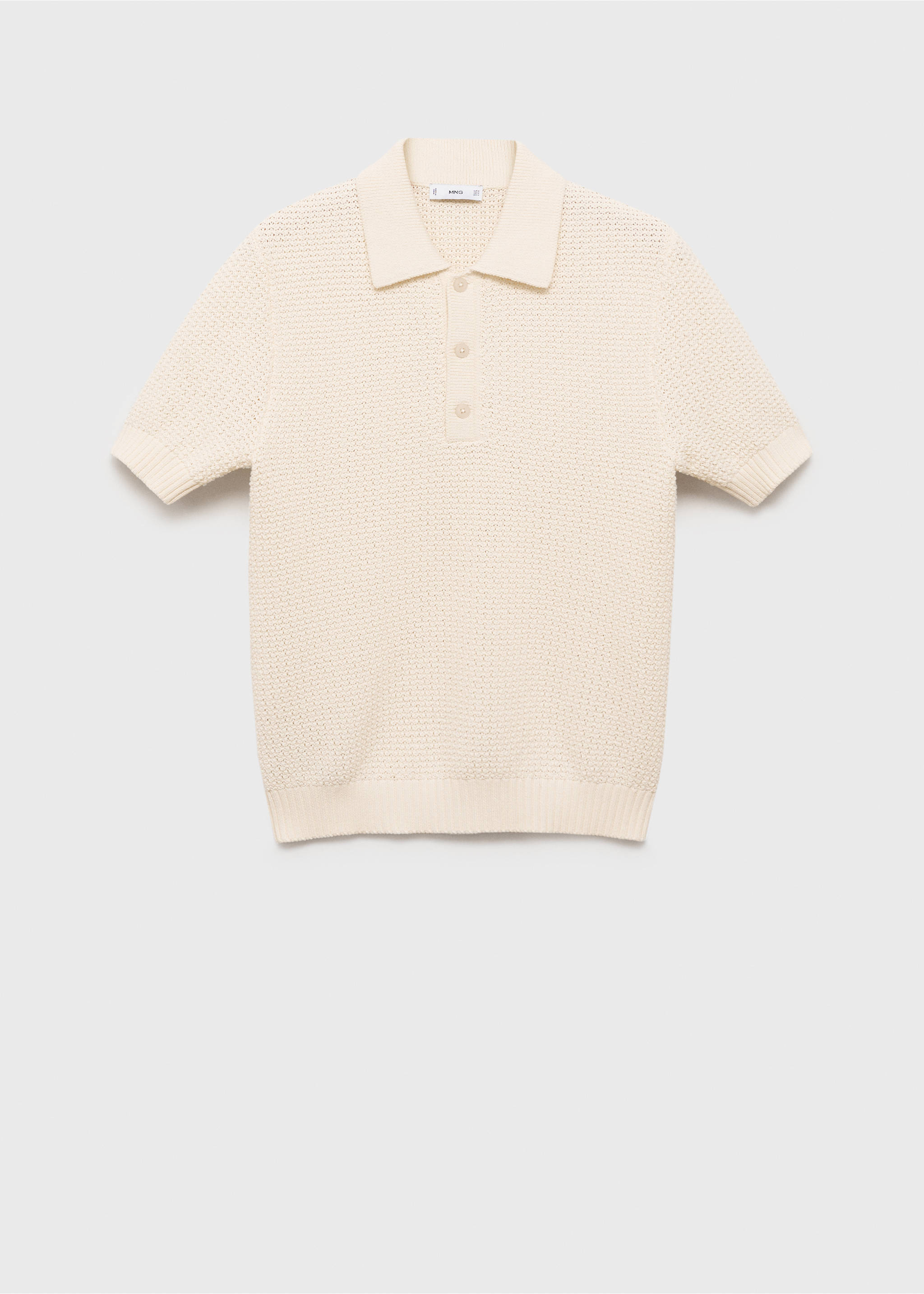 Polo maille coton ajouré - Article sans modèle, Ivoire. Ref: 87035936-00.