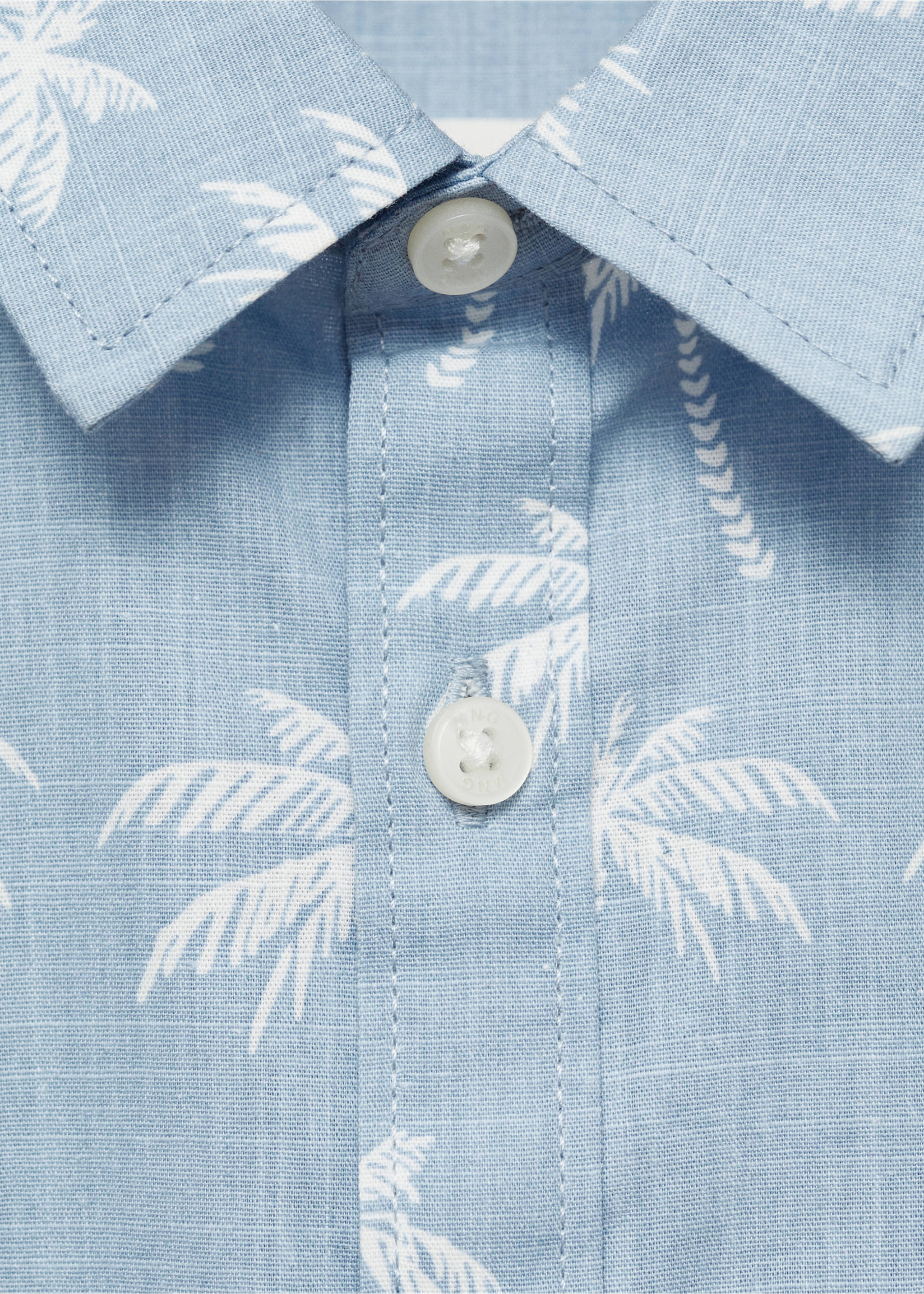 Baumwollhemd mit Palmenprint - Detail des Artikels 8, Blau. Ref: 87035940-00.