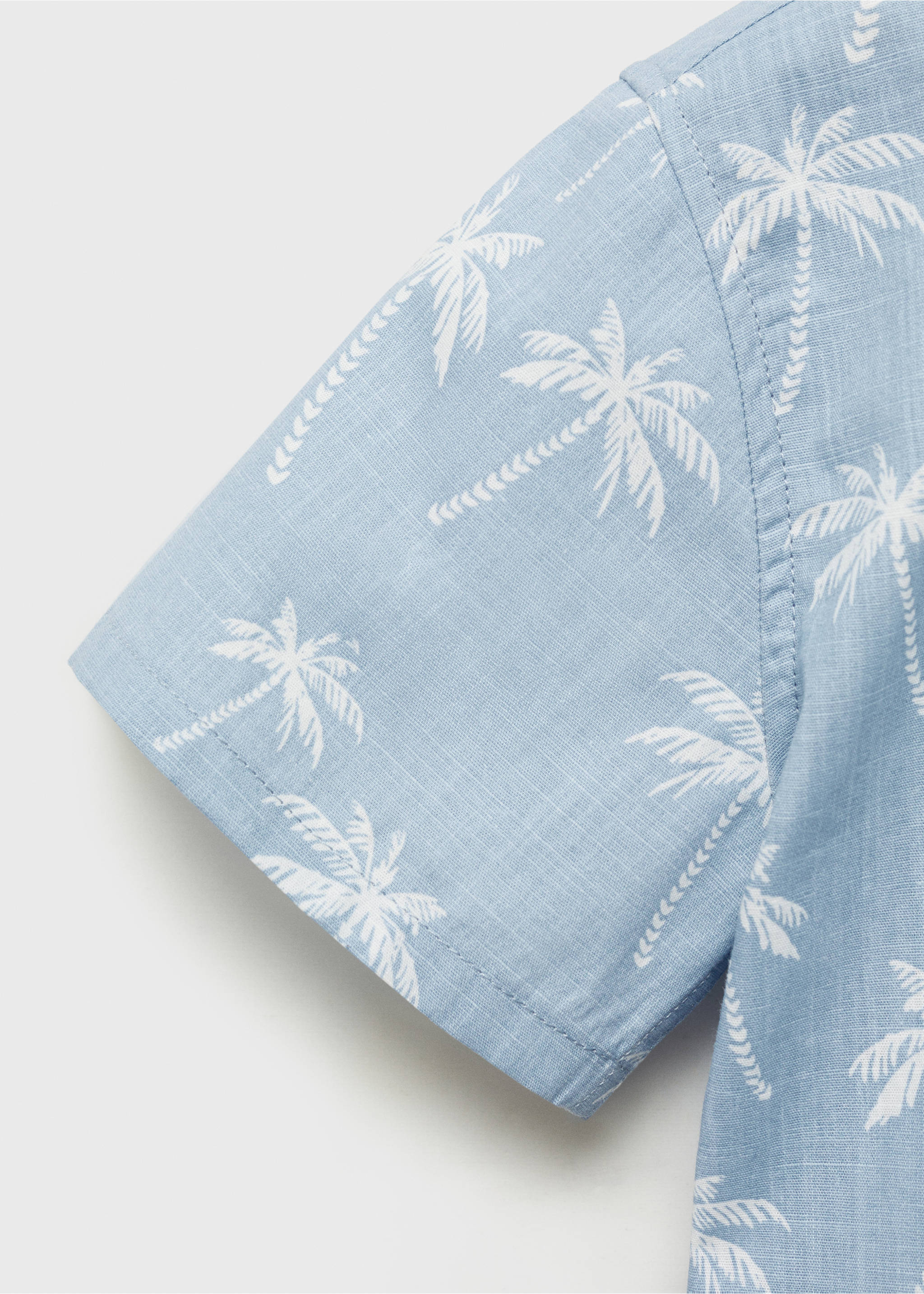 Baumwollhemd mit Palmenprint - Detail des Artikels 0, Blau. Ref: 87035940-00.
