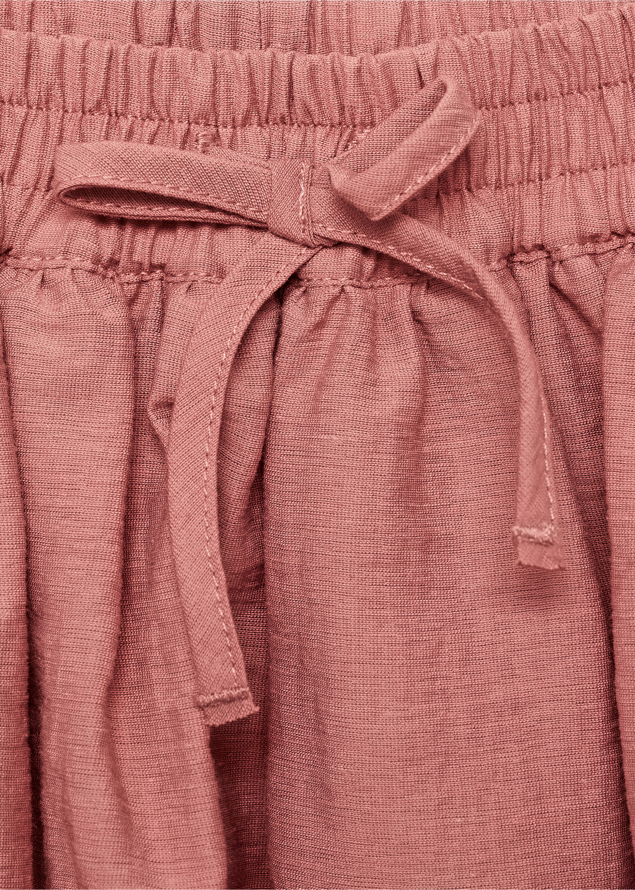 Linen skirt with elastic waist - Details of the article 8, Pink. Ref: 87035943-00.
