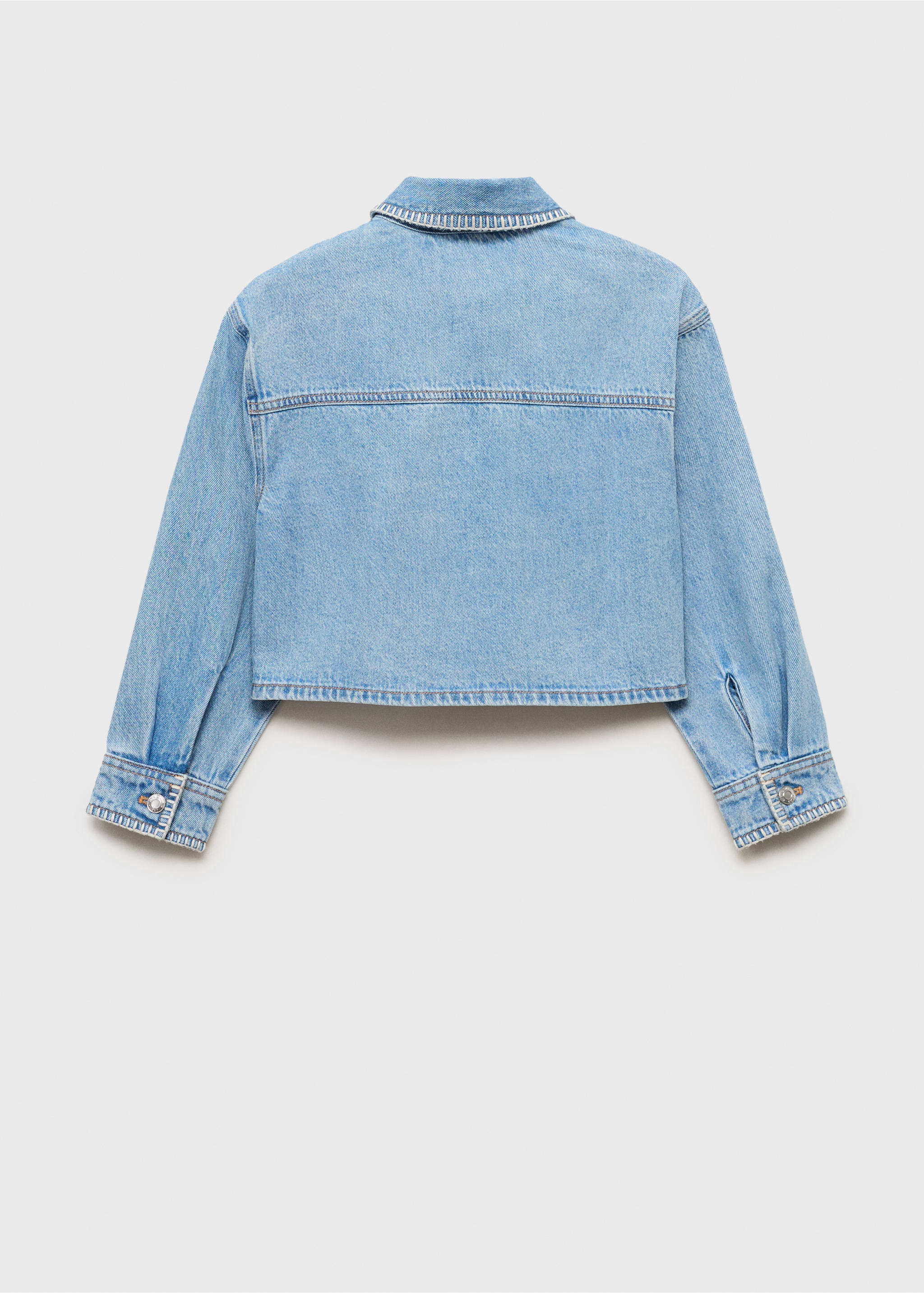 Jeansjacke in Cropped-Länge - Rückseite des Artikels, Mittelblau. Ref: 87035949-00.
