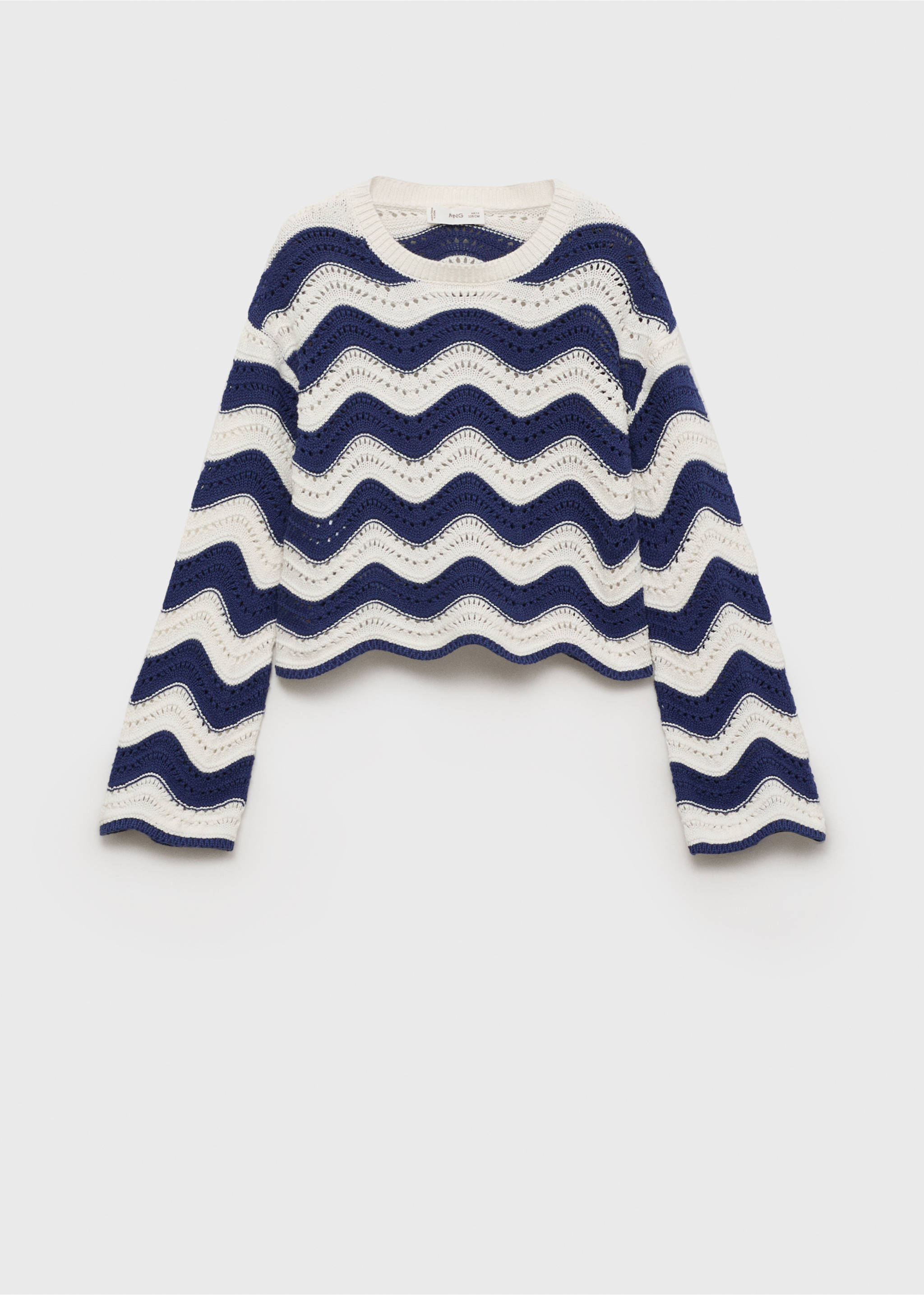Pull en maille ajourée à motif zigzag - Article sans modèle, Bleu encre. Ref: 87035951-00.