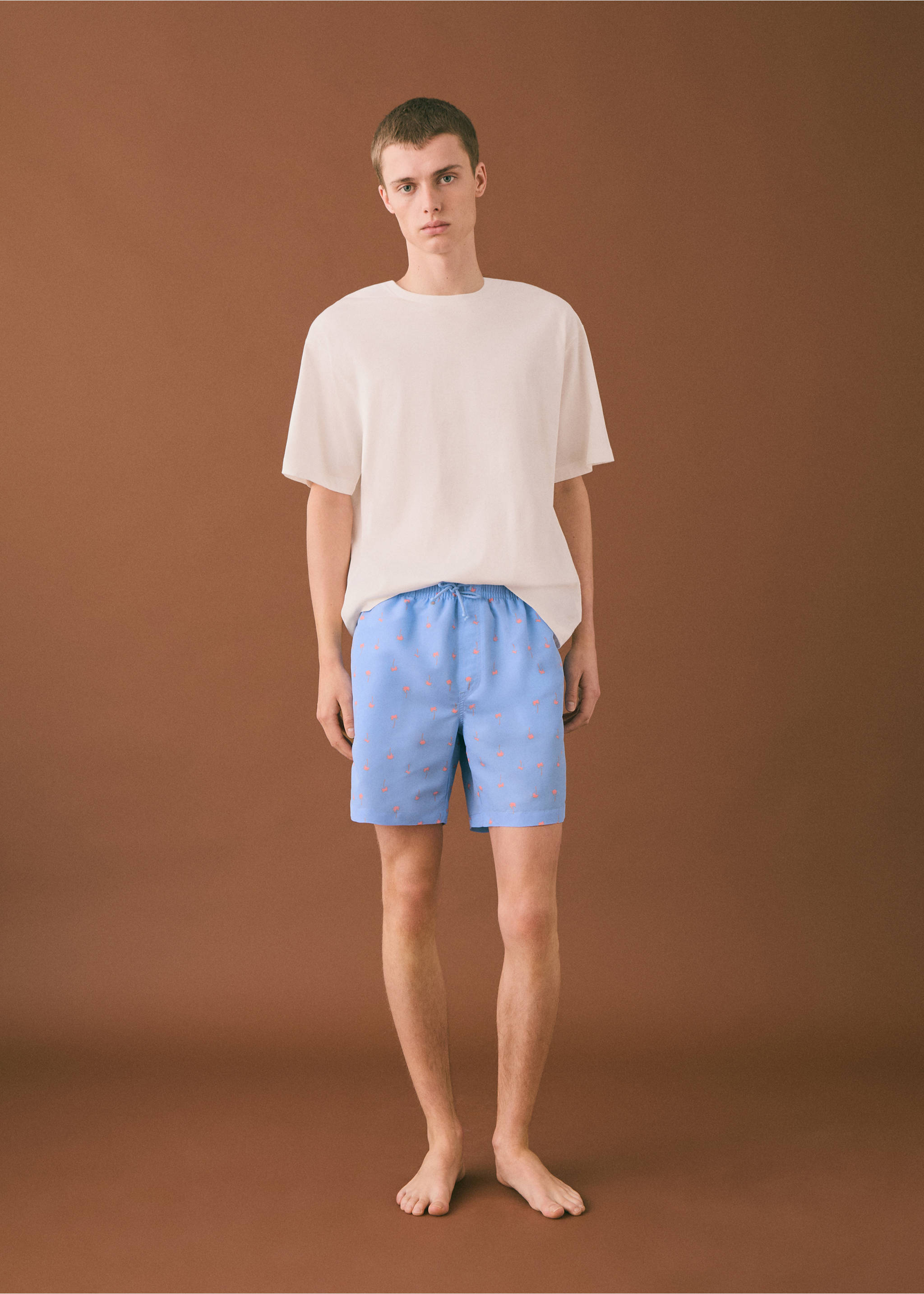 Palm trees print swimsuit trunks - Details of the article 2, Blue. Ref: 87035953-00.