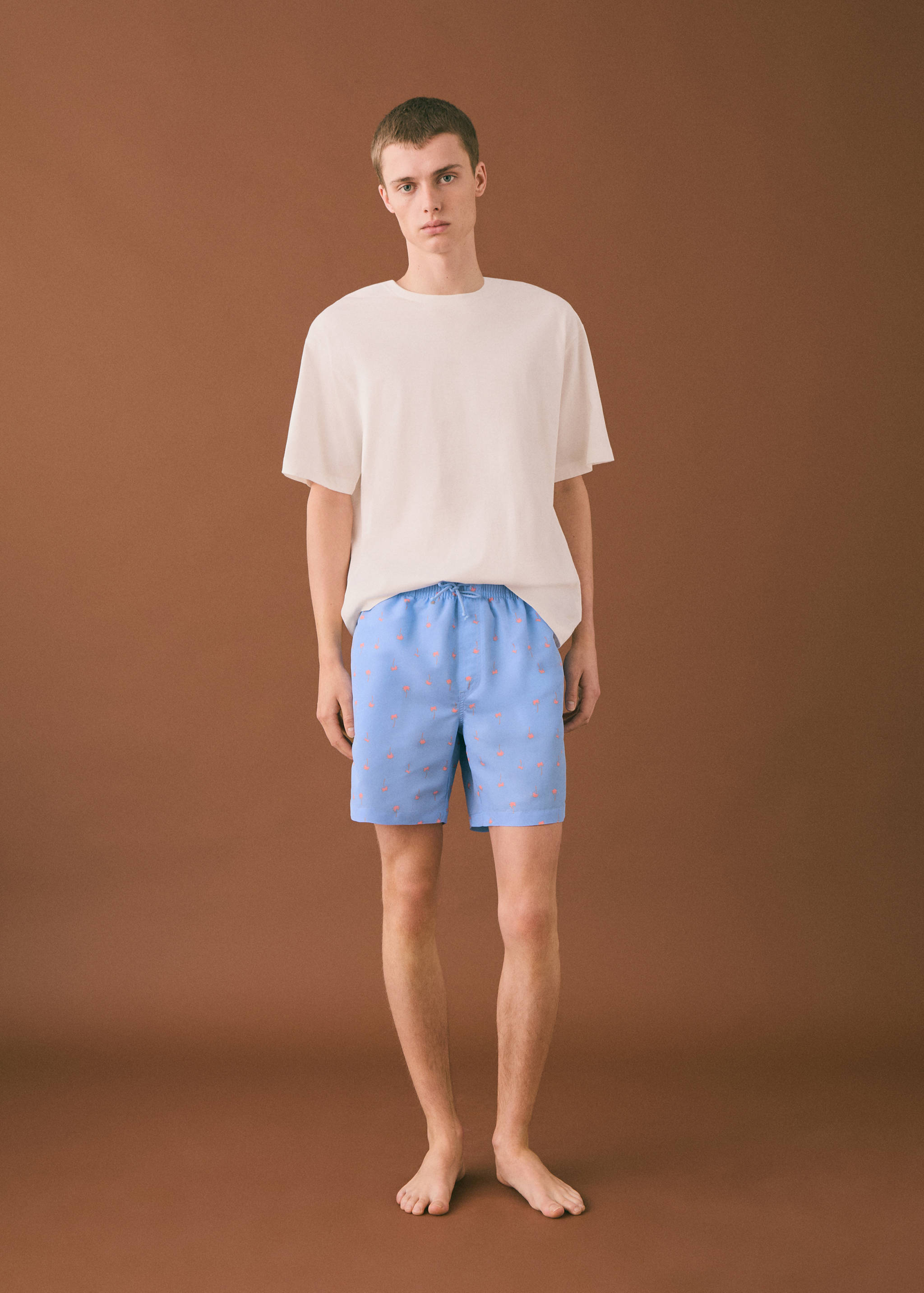 Palm trees print swimsuit trunks - Details of the article 2